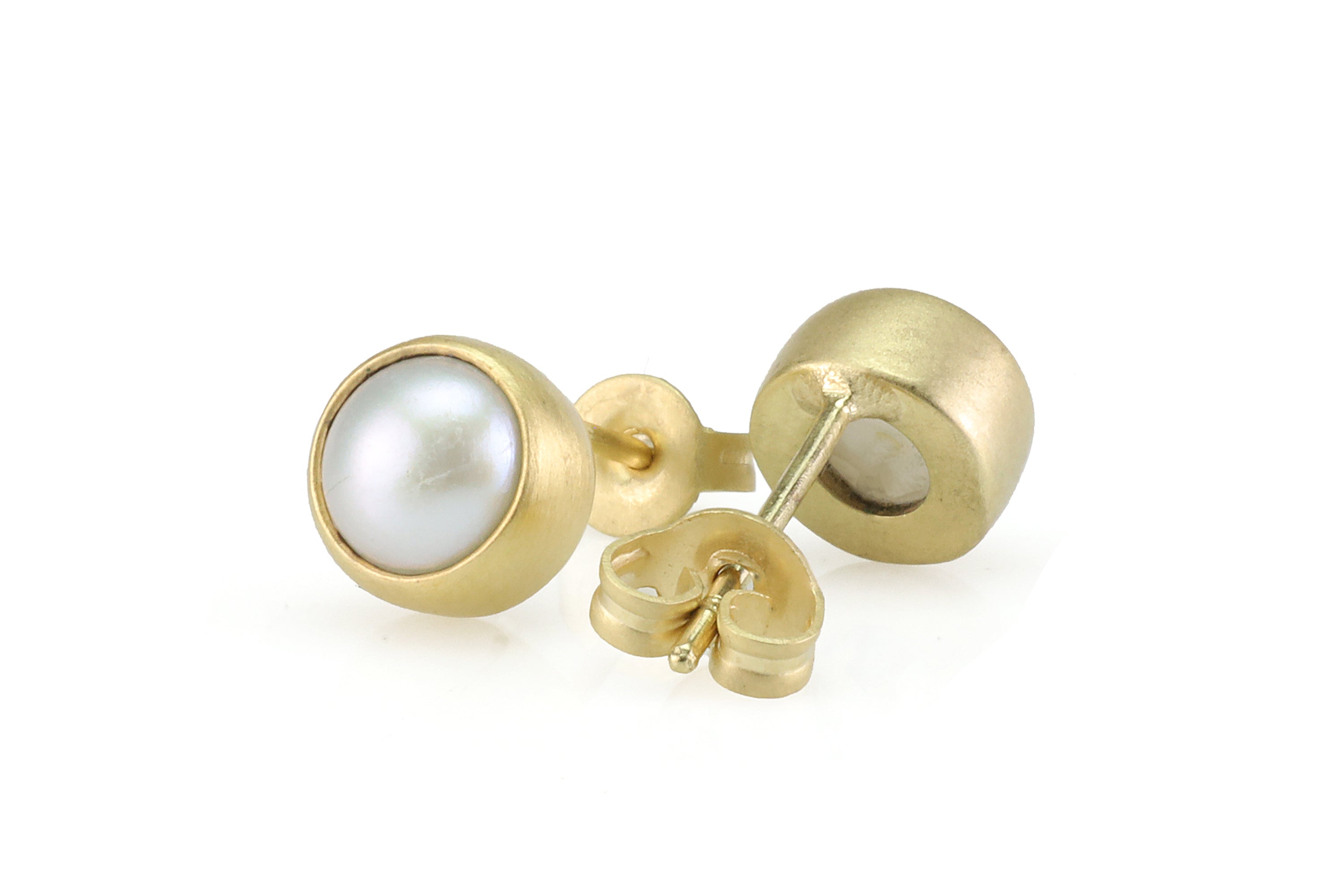 Gold White Pearl 6mm Stud Gold Earrings Earrings Anemone Limited