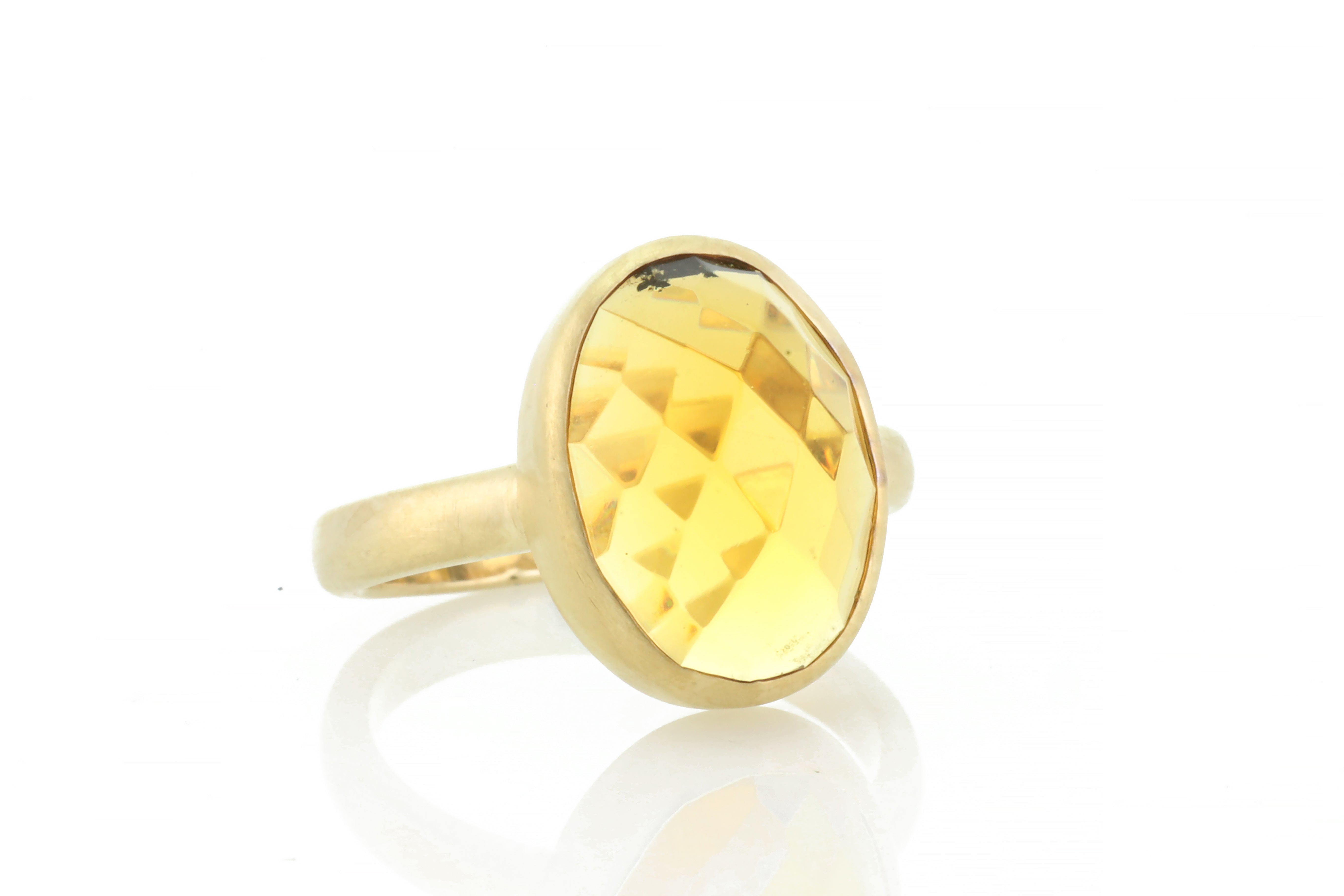 Elegant Gold Oval Citrine Bezel Ring Rings Anemone Limited
