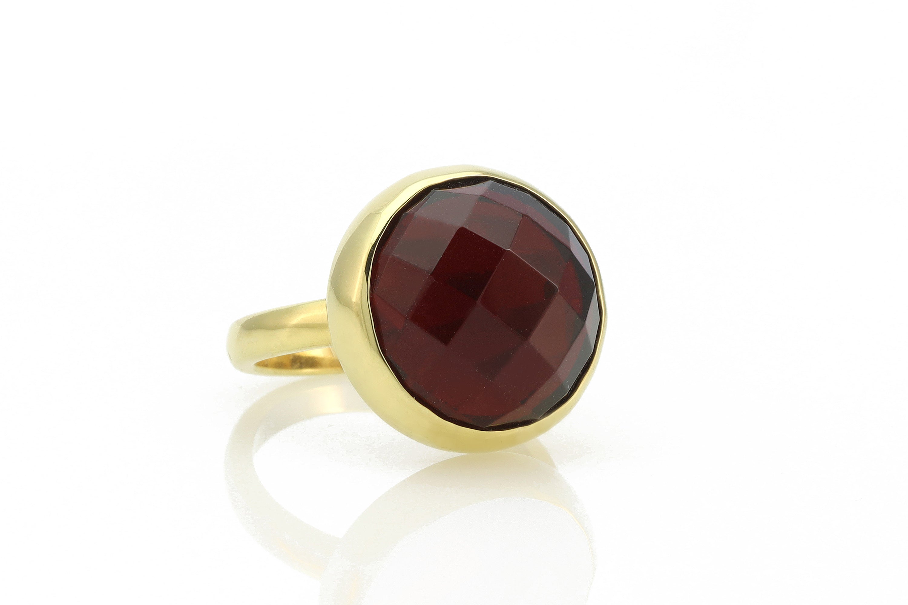 Delicate Garnet Bezel Set Gold Stackable Ring Rings Anemone Limited
