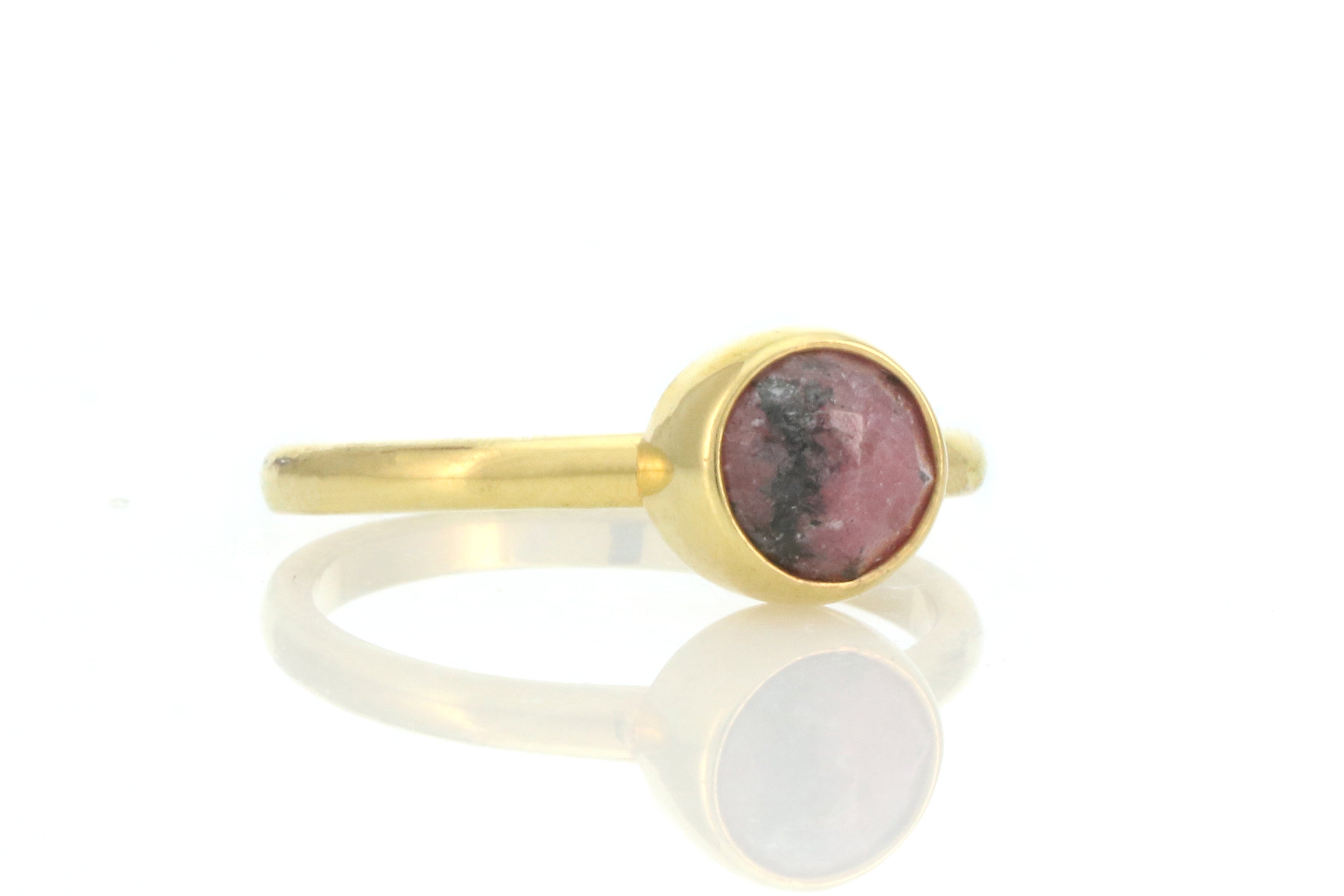 Gold Filled Pink Rhodonite Bezel Ring Rings Anemone Limited