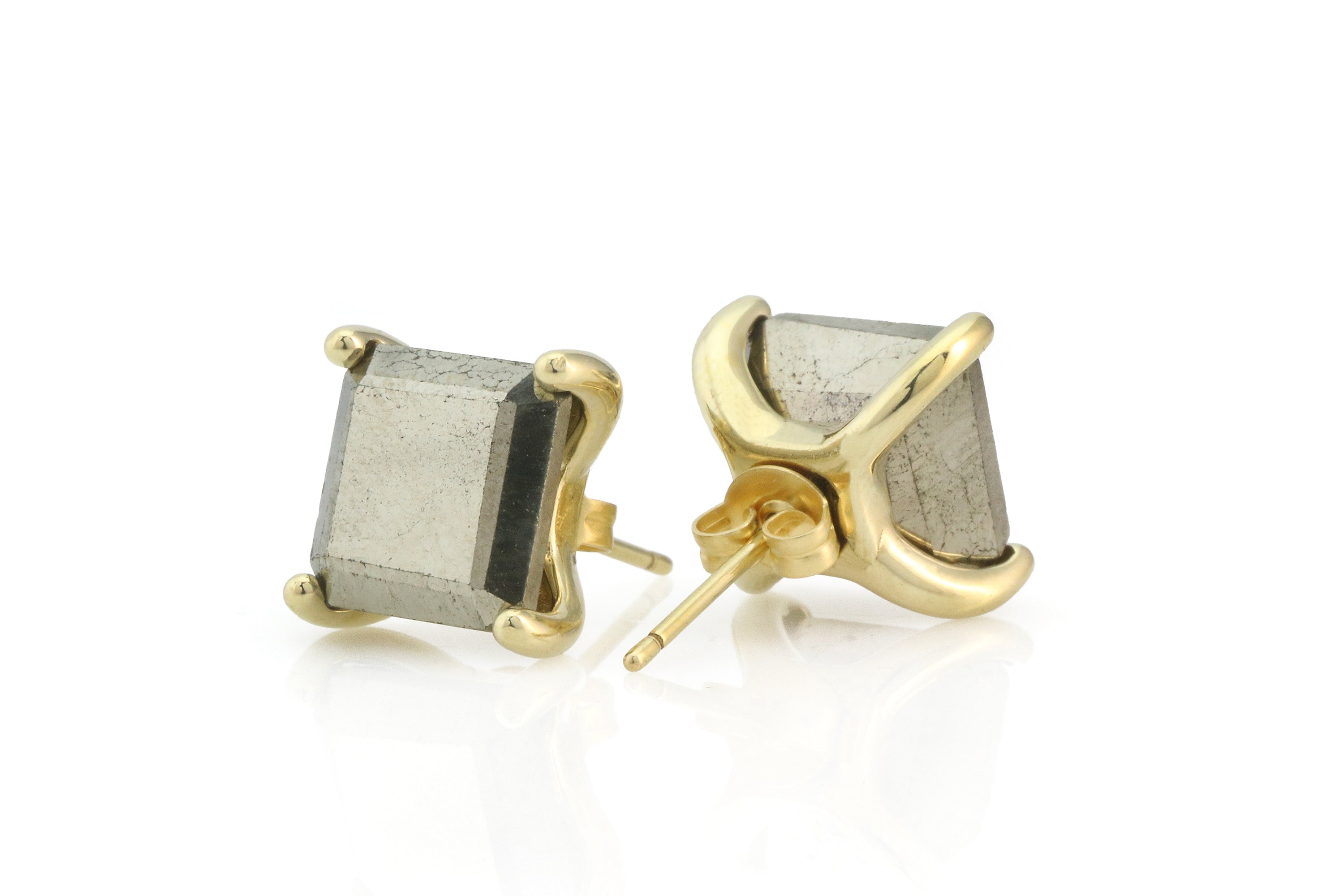 Square Pyrite Stone Gold Earrings Earrings Anemone Unique