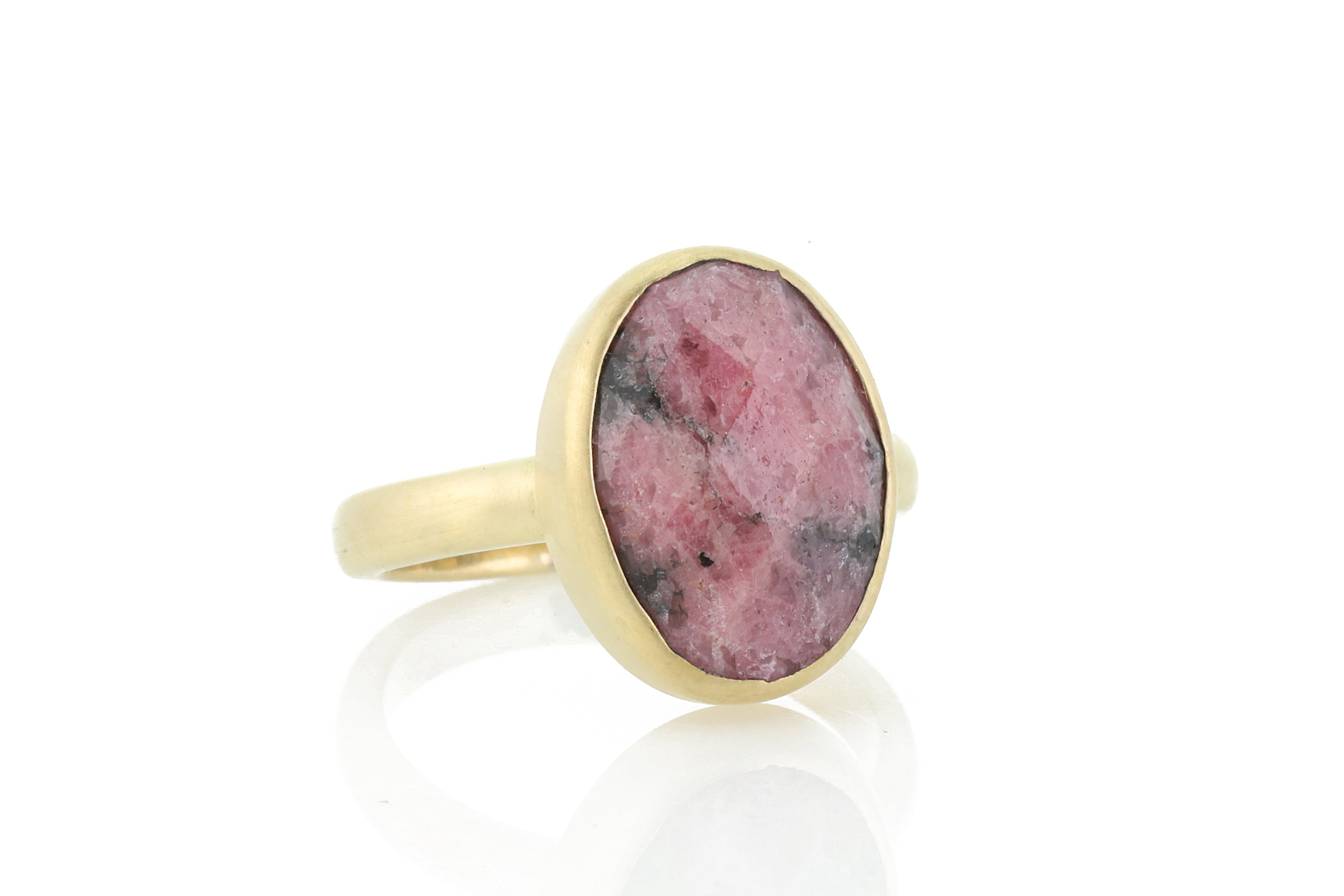 Bezel Set Oval Pink Rhodonite Ring Rings Anemone Limited