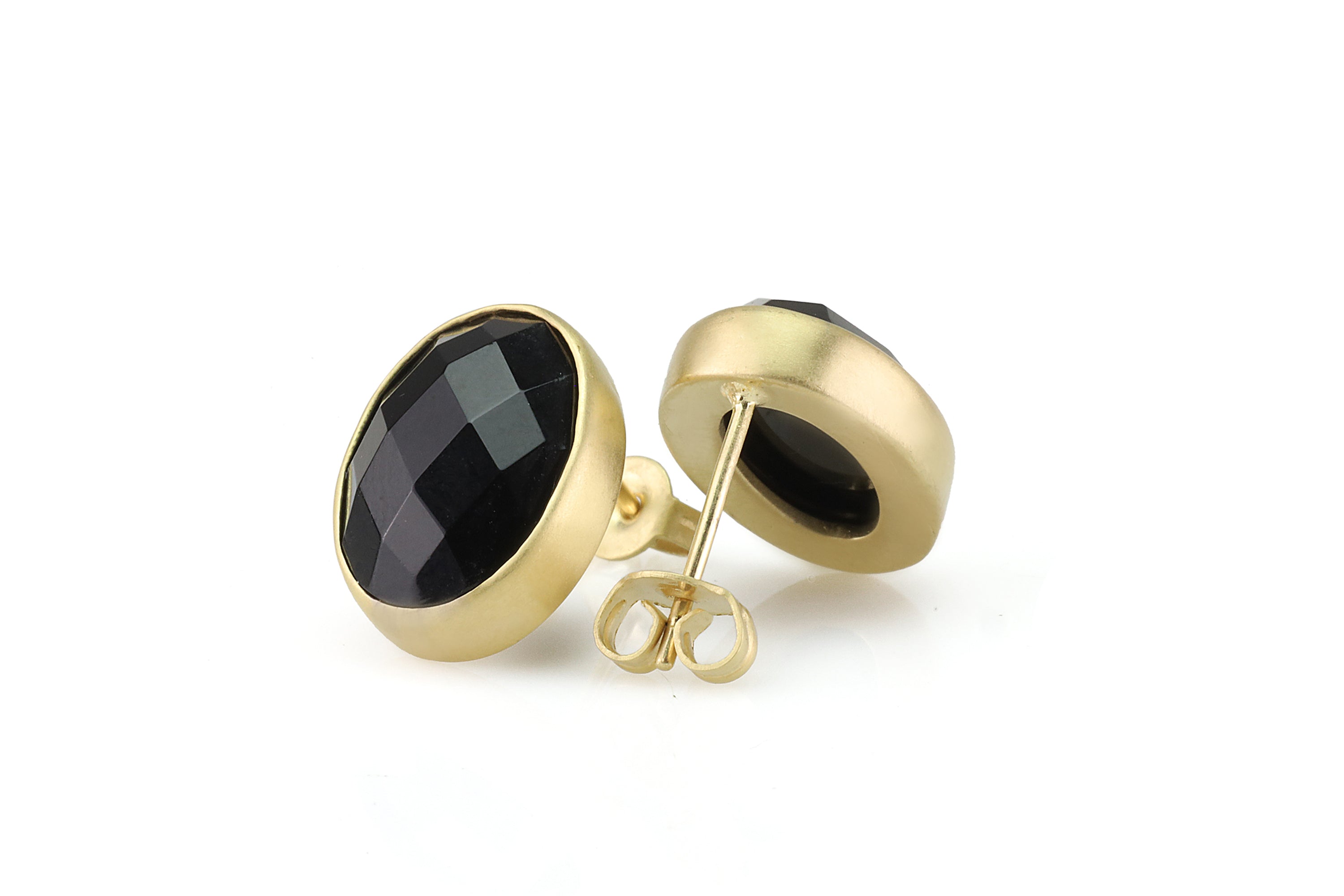 Gold Oval Stud Black Onyx Earrings Earrings Anemone Limited