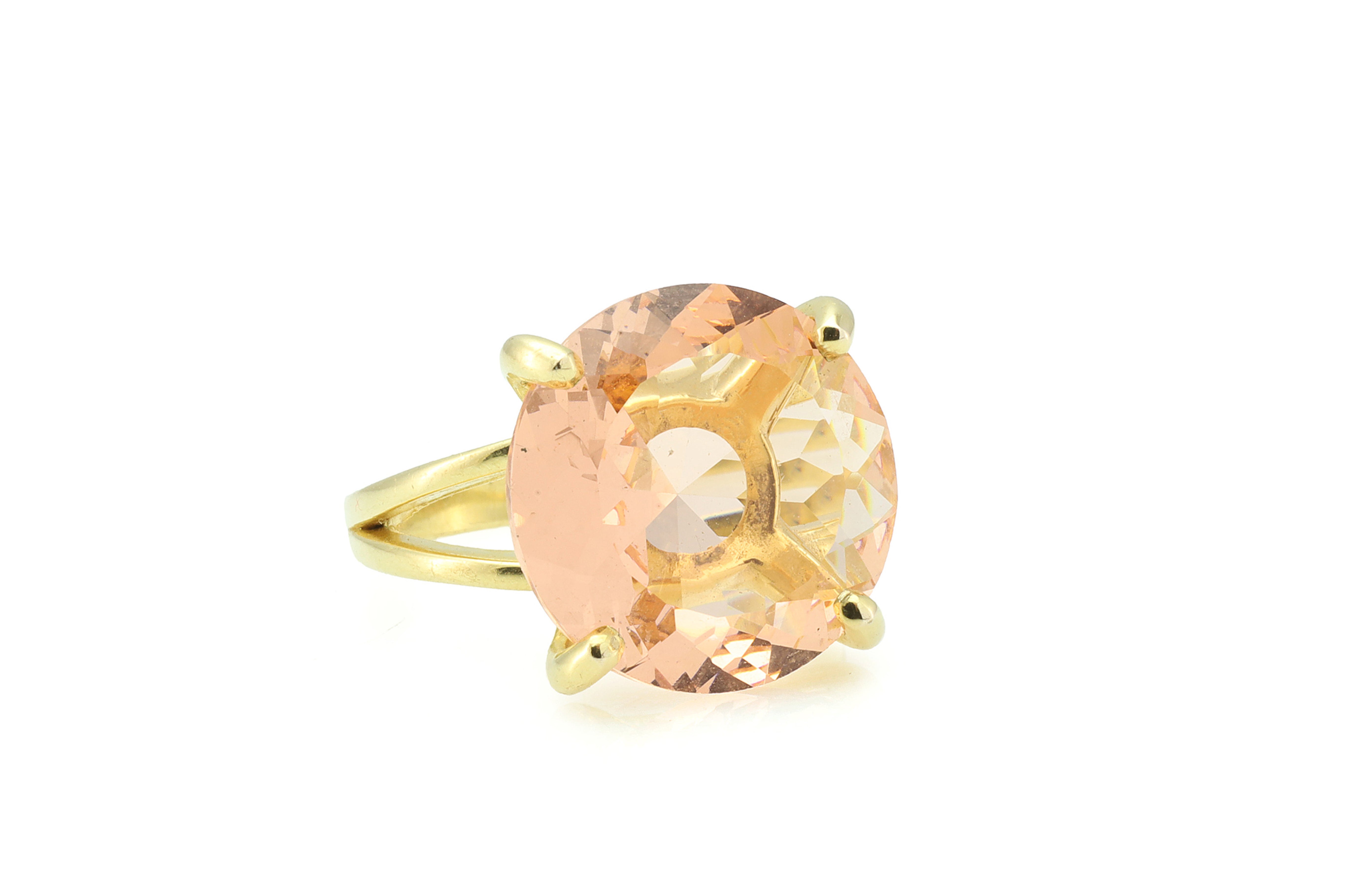 Gold Cocktail Morganite Double Band Ring Rings Anemone Jewelry
