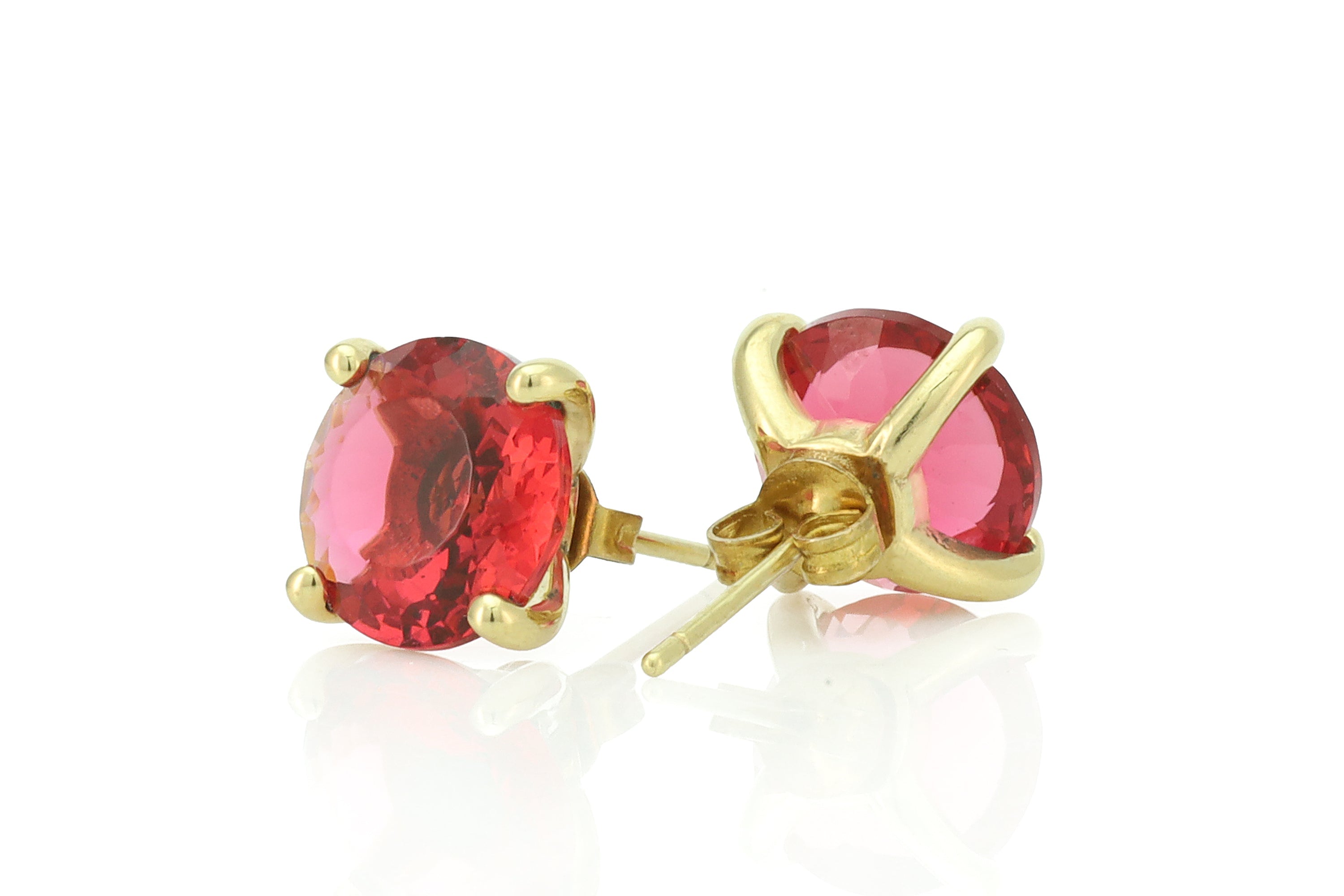 Pink Tourmaline Round Cut Gold Stud Earrings Earrings Anemone Unique