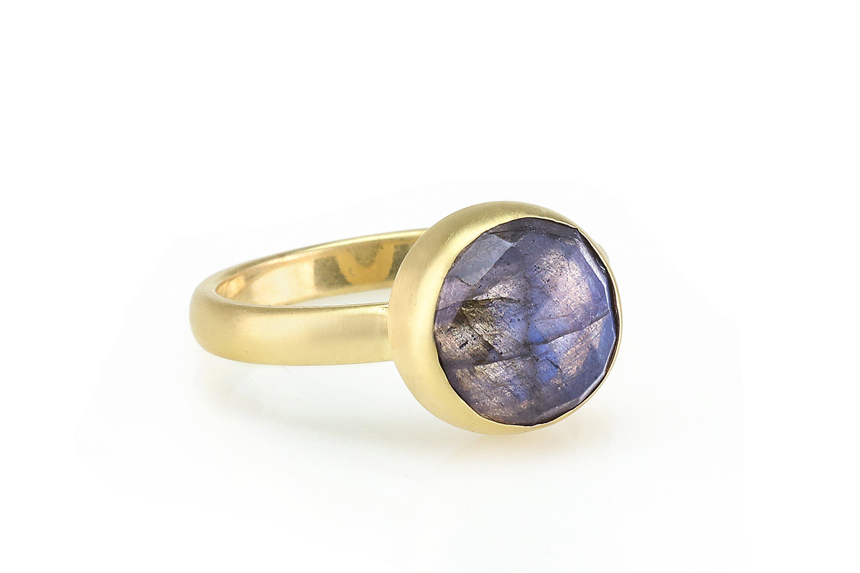 Round Faceted Labradorite Gold Ring Rings Anemone Limited