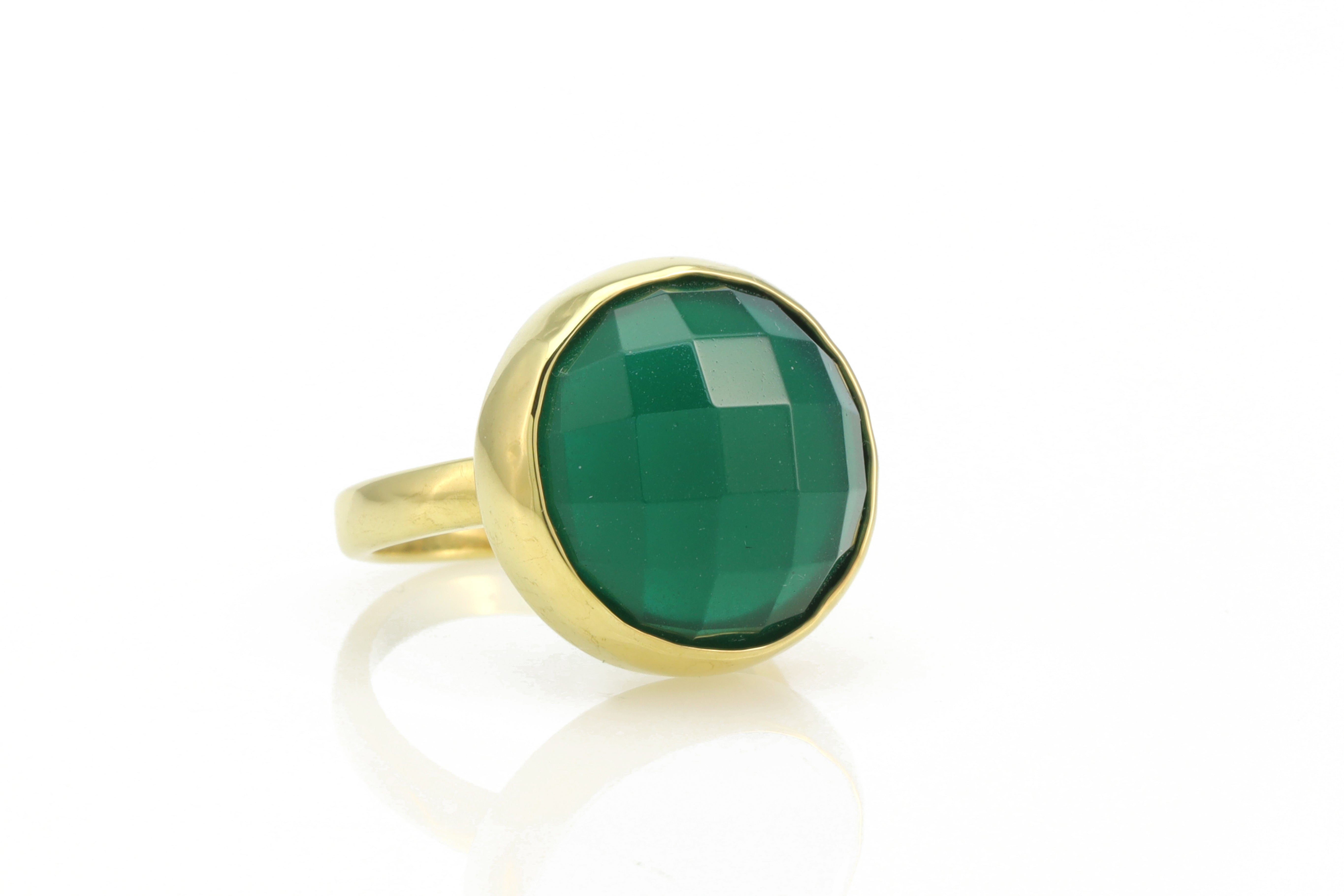 Semiprecious Green Onyx 14k Gold Bezel Set Ring Rings Anemone Limited