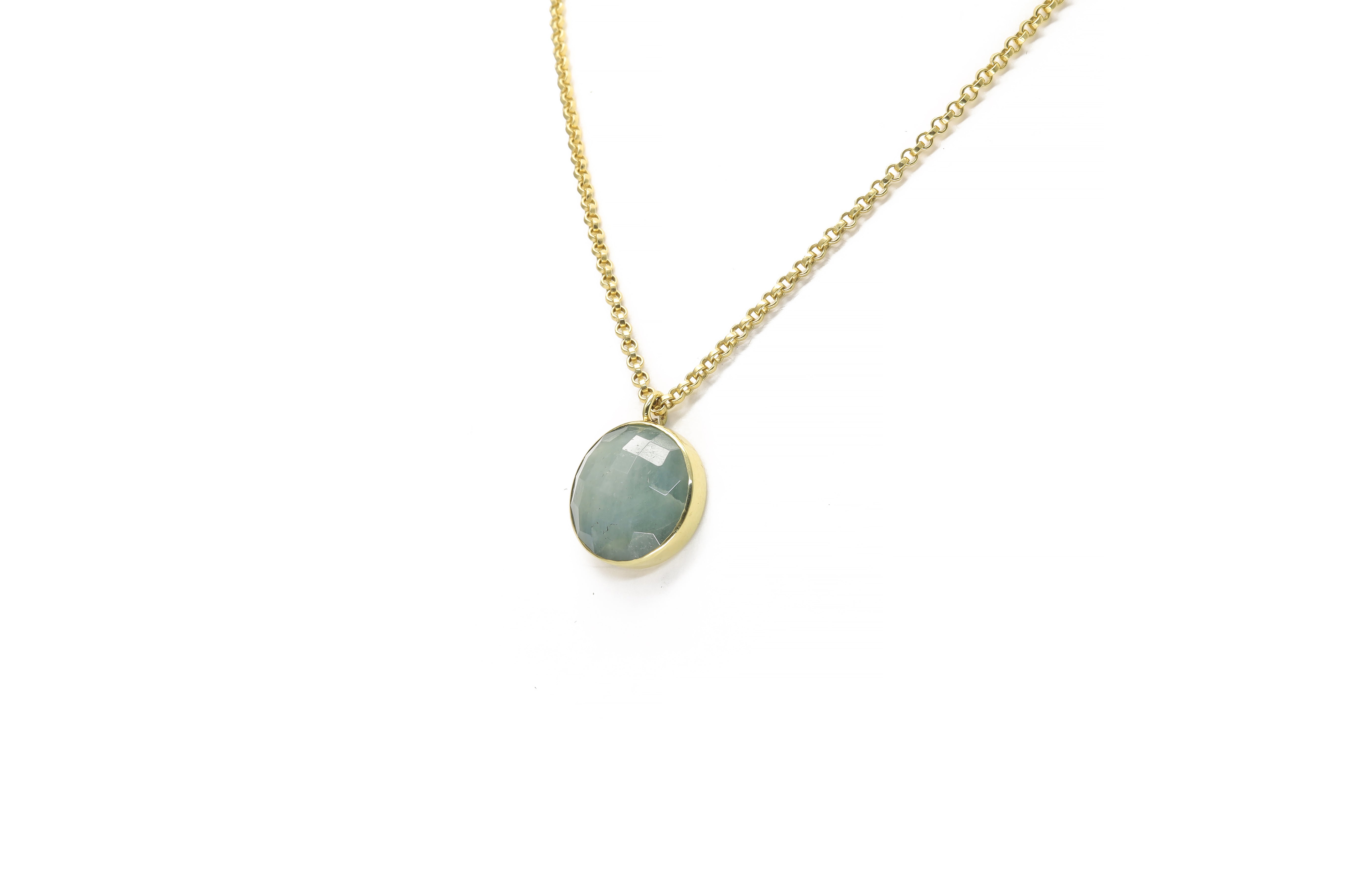 Aquamarine Gemstone Bezel Set Necklace in Gold necklaces Anemone Limited