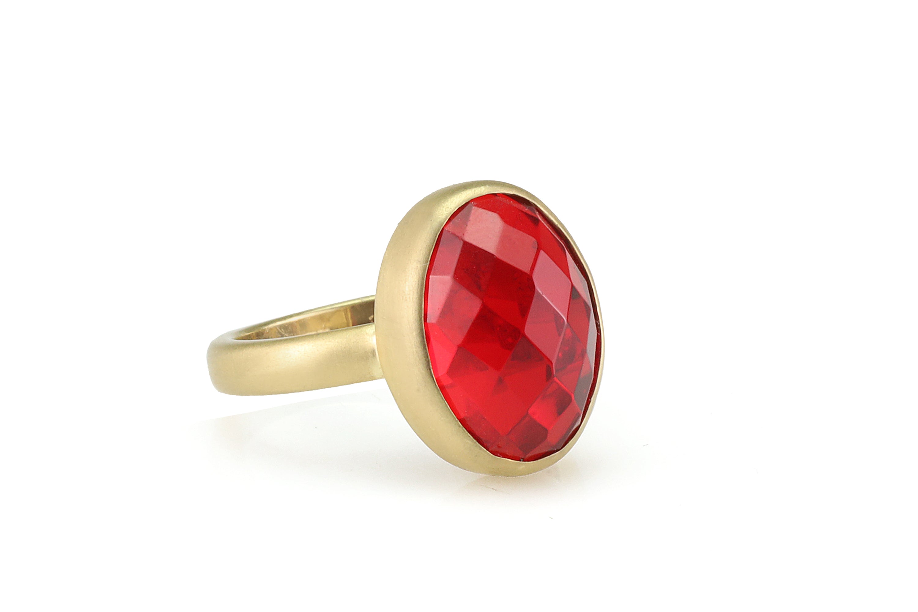 Bezel Set Brushed Gold Ruby Ring Rings Anemone Limited