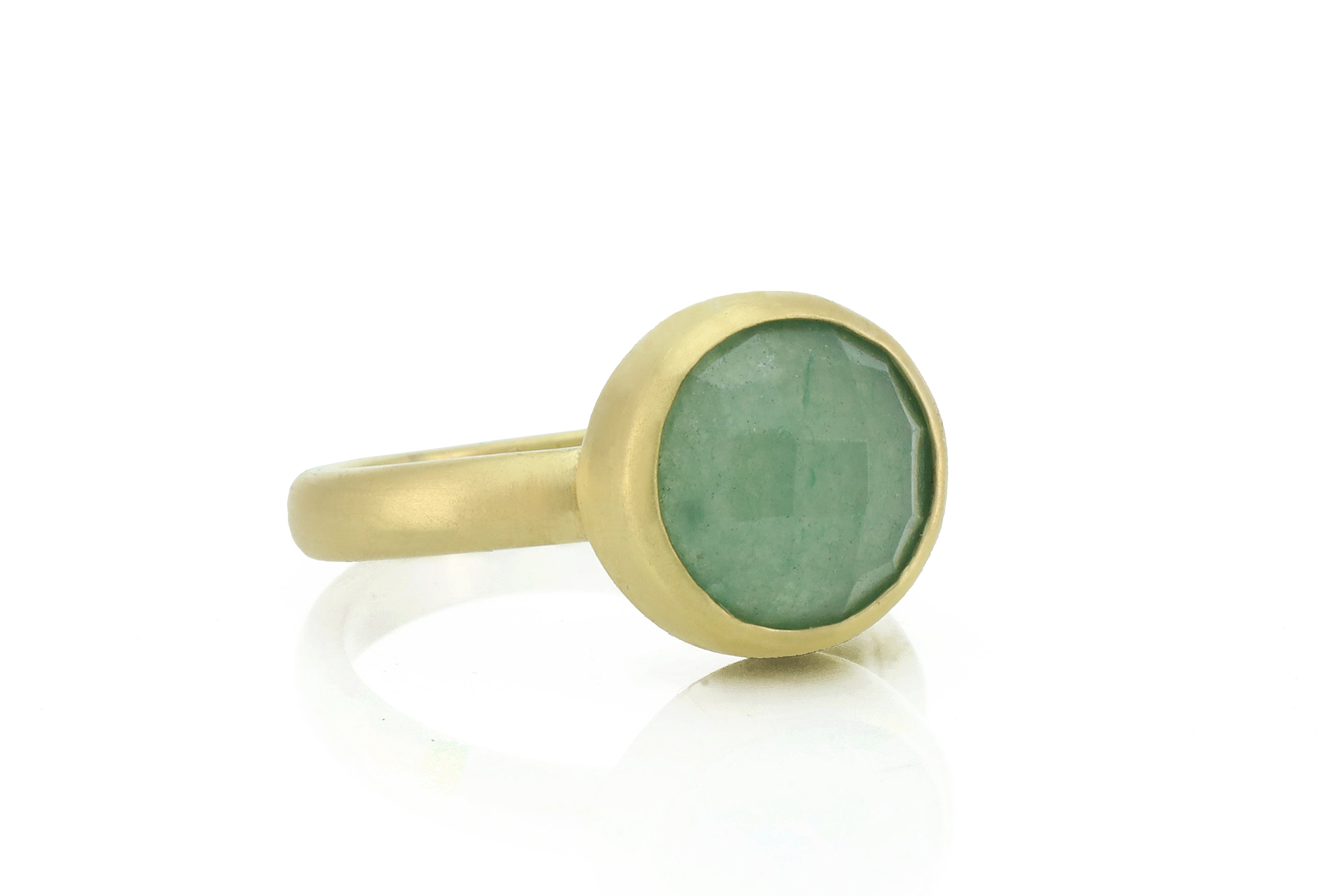 10mm Green Aventurine Round Gold Ring Rings Anemone Limited