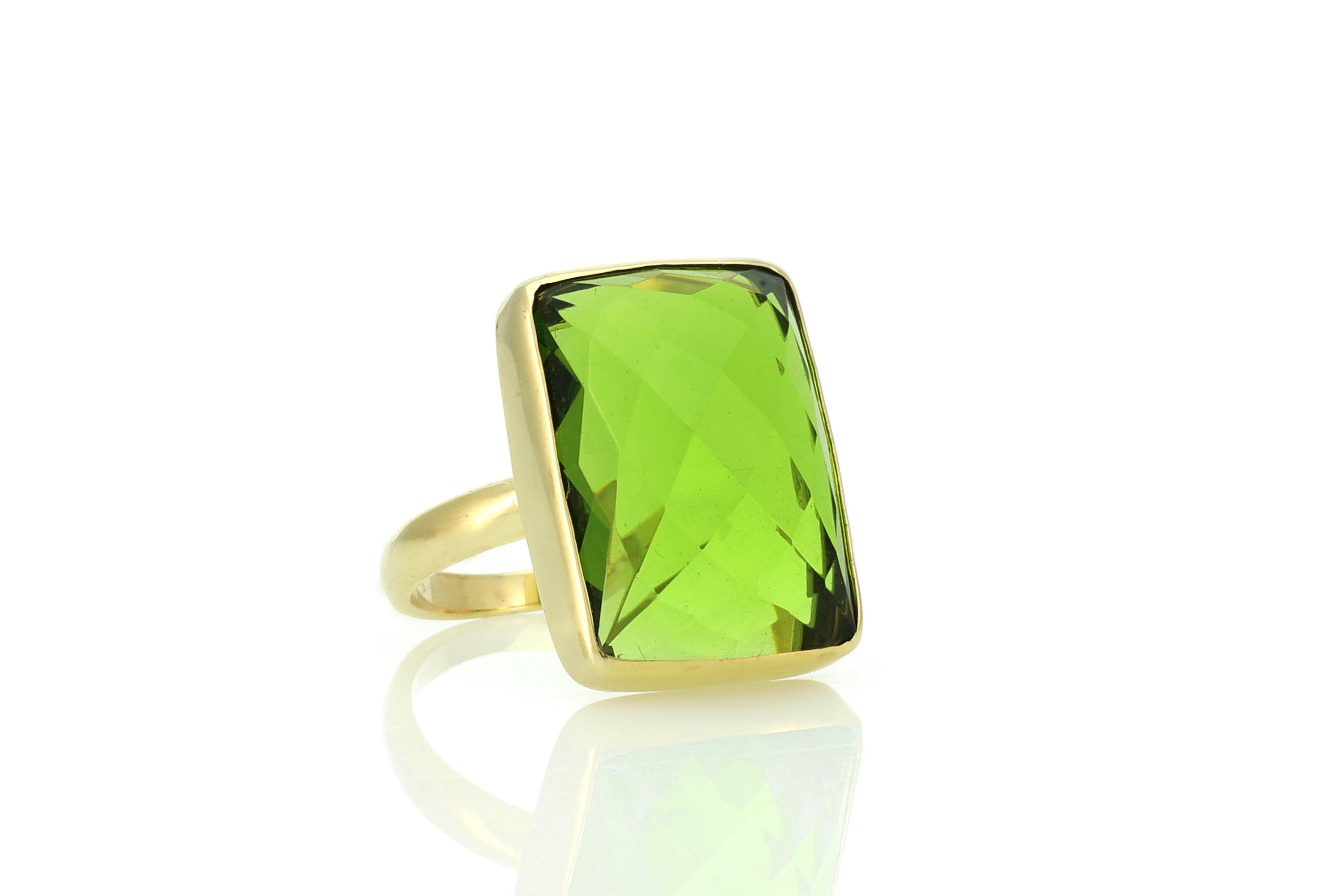 Bezel Set Rectangle Peridot Gold Filled Ring Rings Anemone Limited