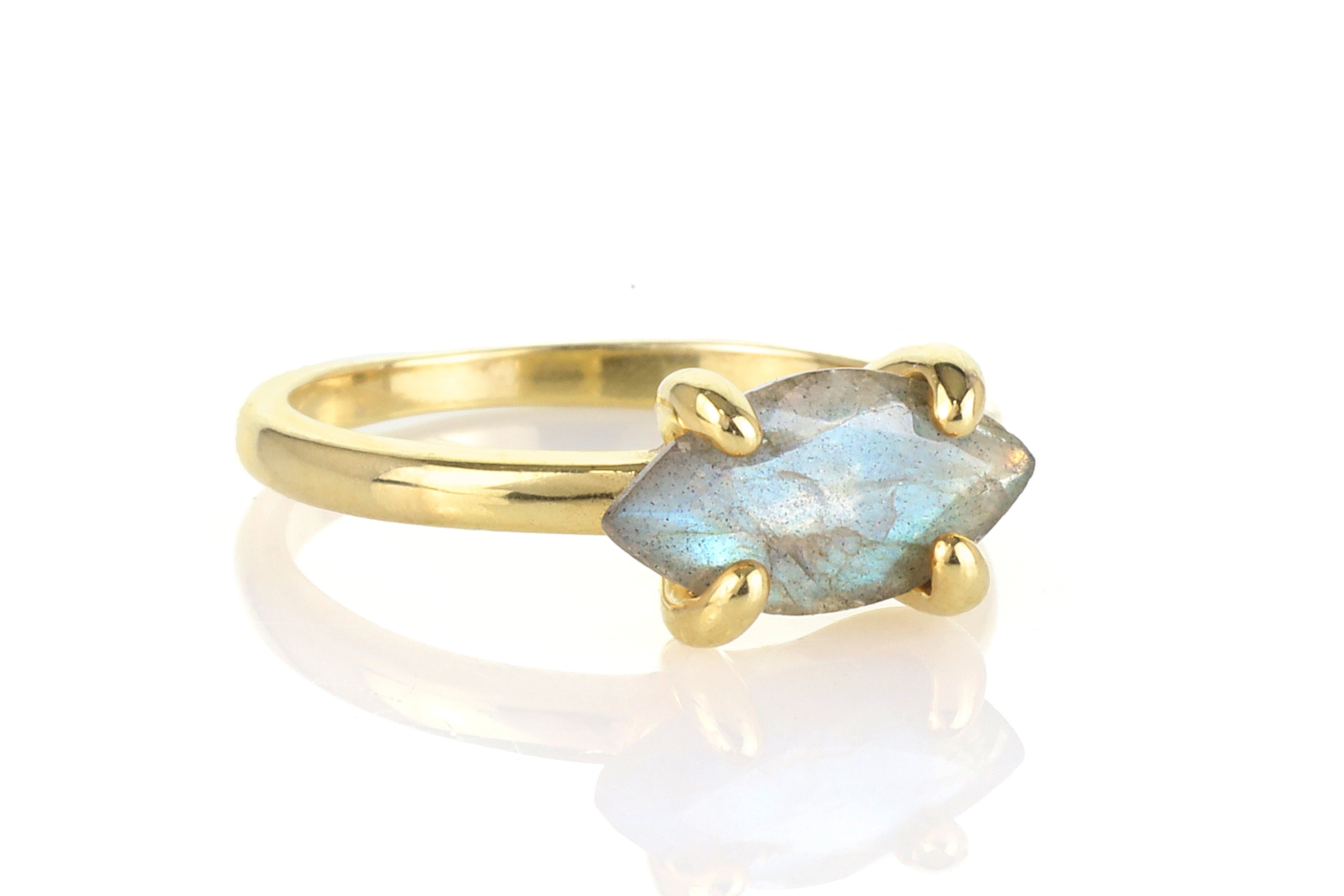 14K Gold-Filled Marquise Labradorite Ring Rings Anemone Unique