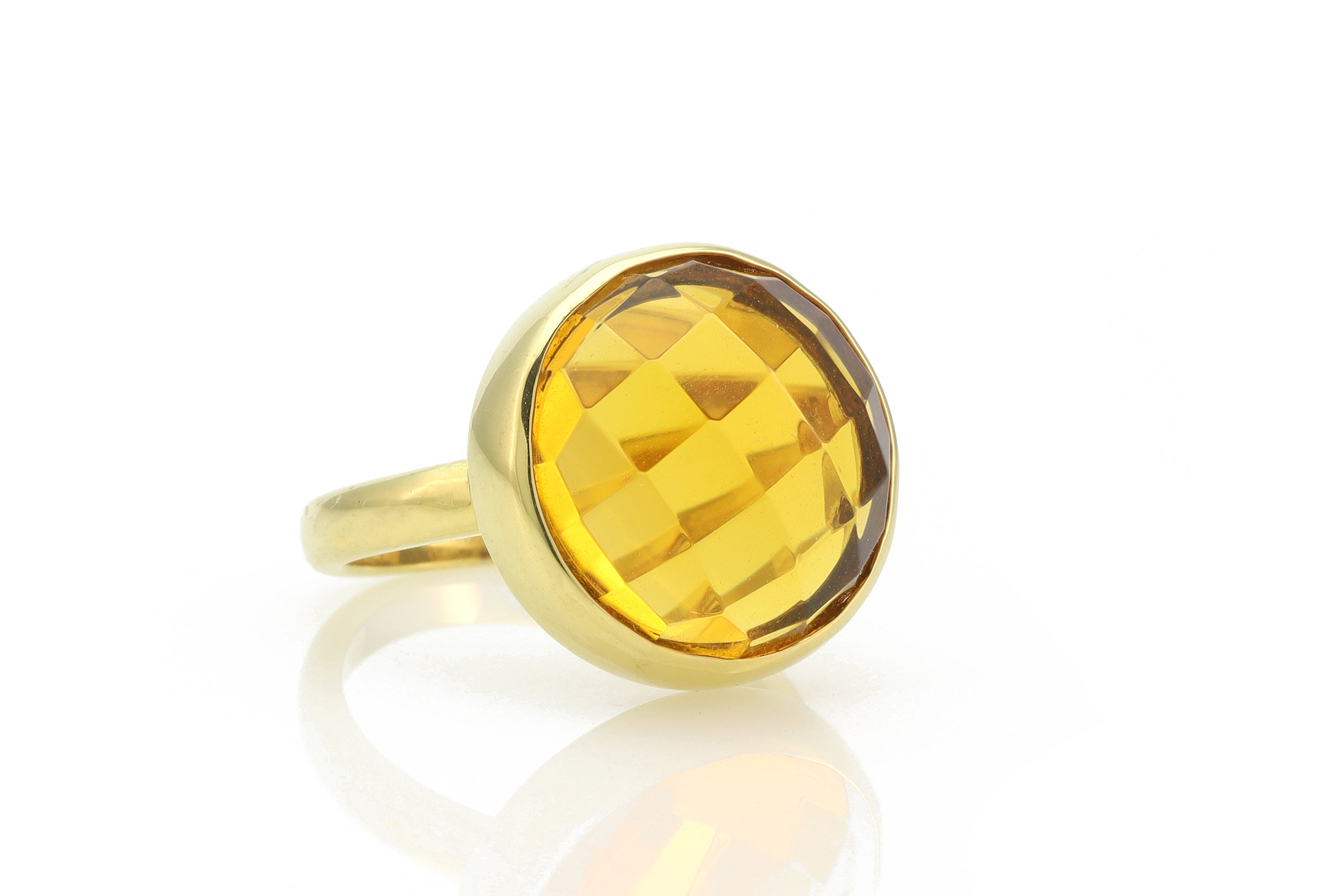 Round Citrine Bezel Ring in 14k Gold Rings Anemone Limited