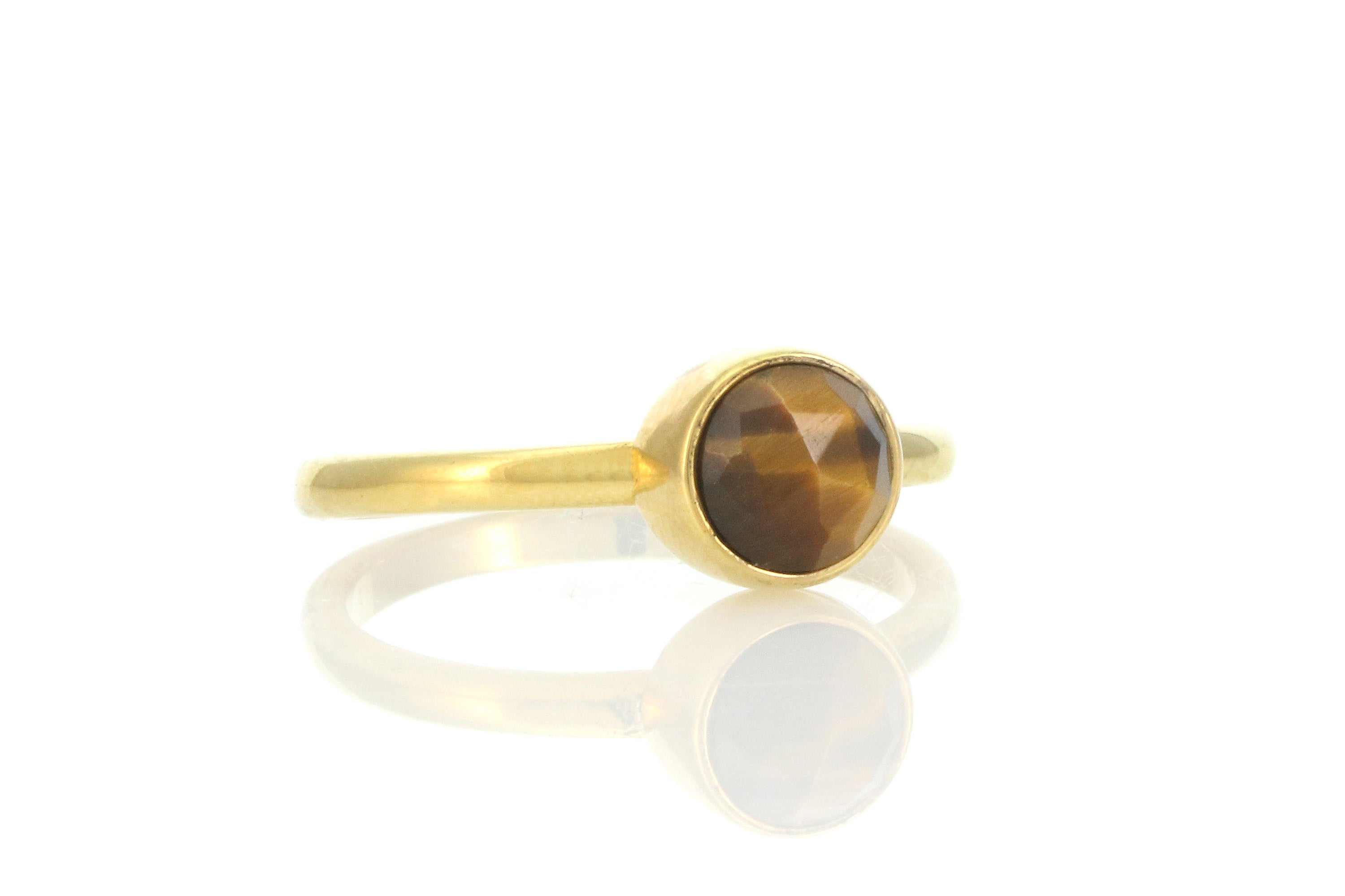 Gold Tiger Eye Bezel Set Statement Ring Rings Anemone Limited