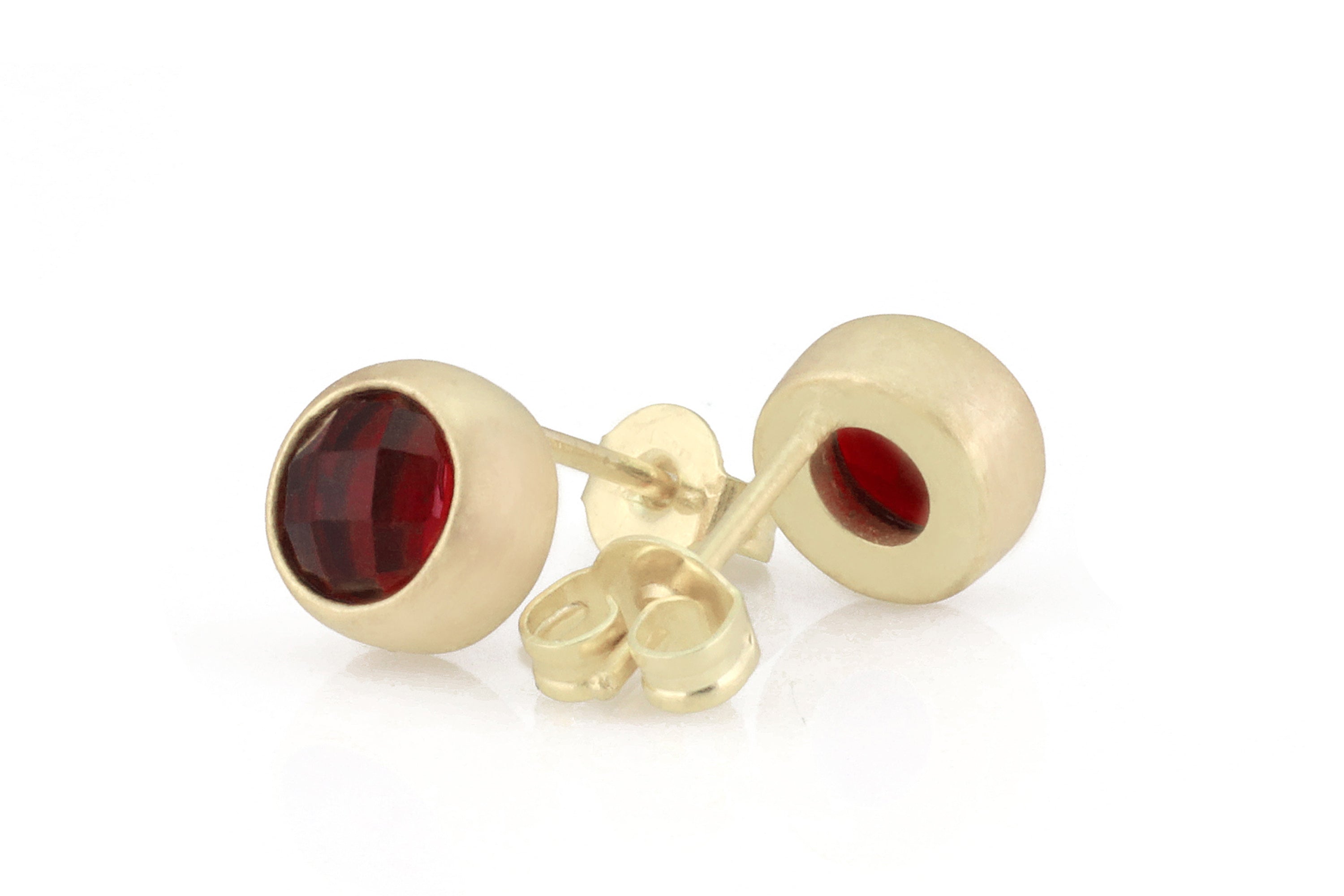 14k Solid Gold Bezel Set Garnet Earrings Earrings Anemone Limited