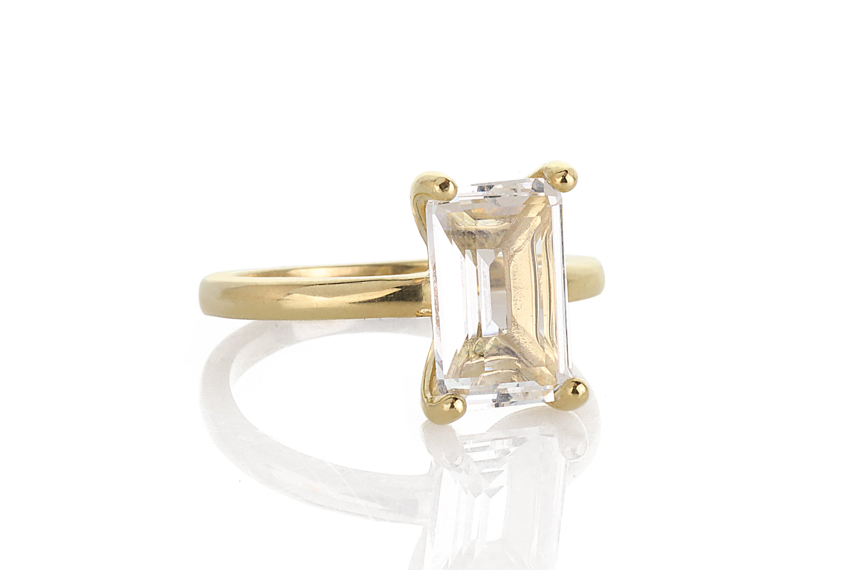 Rectangular Crystal Quartz in 14k Gold-filled Ring Rings Anemone Unique