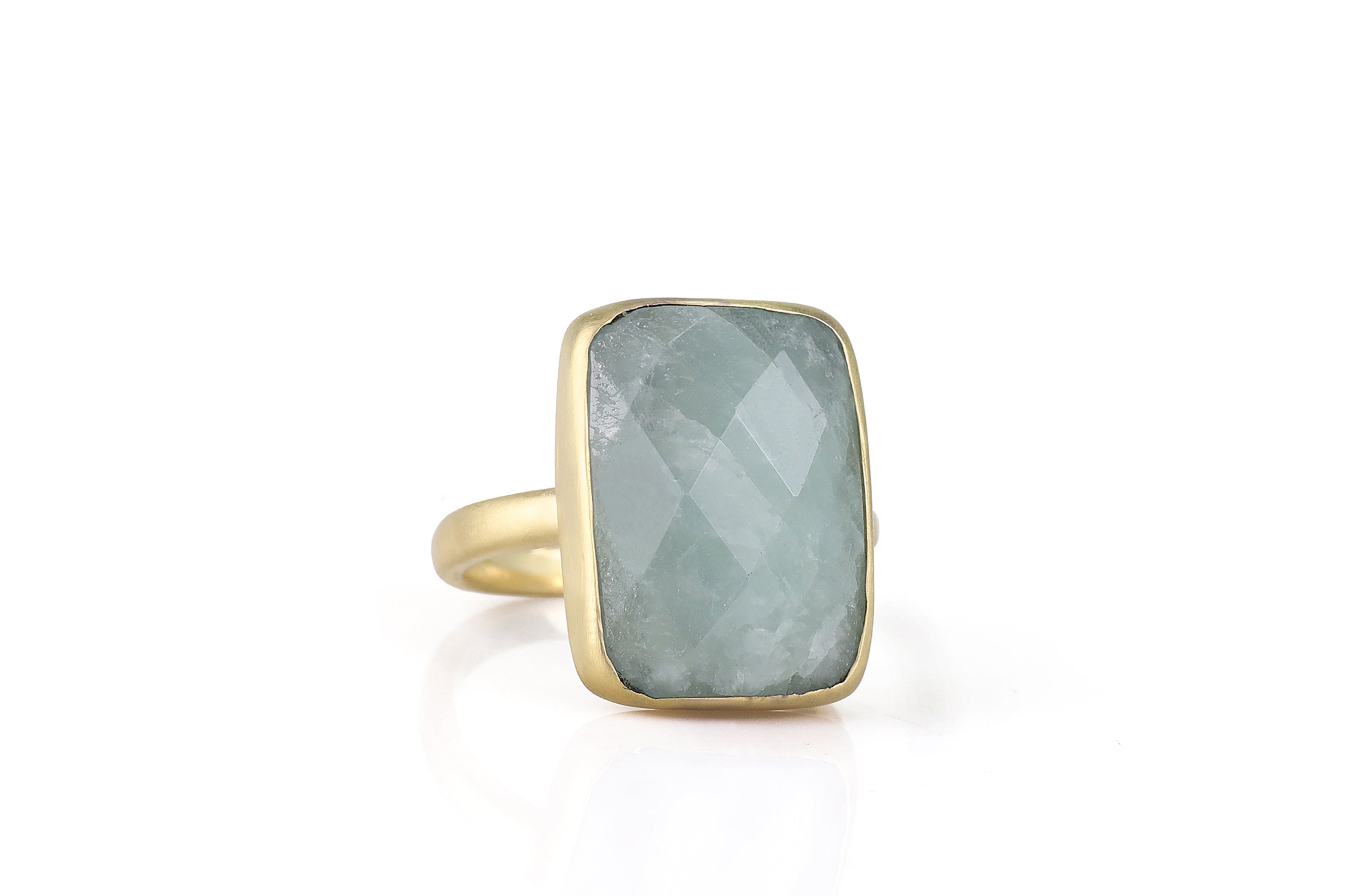 Gold Rectangular Aquamarine Statement Ring Rings Anemone Limited