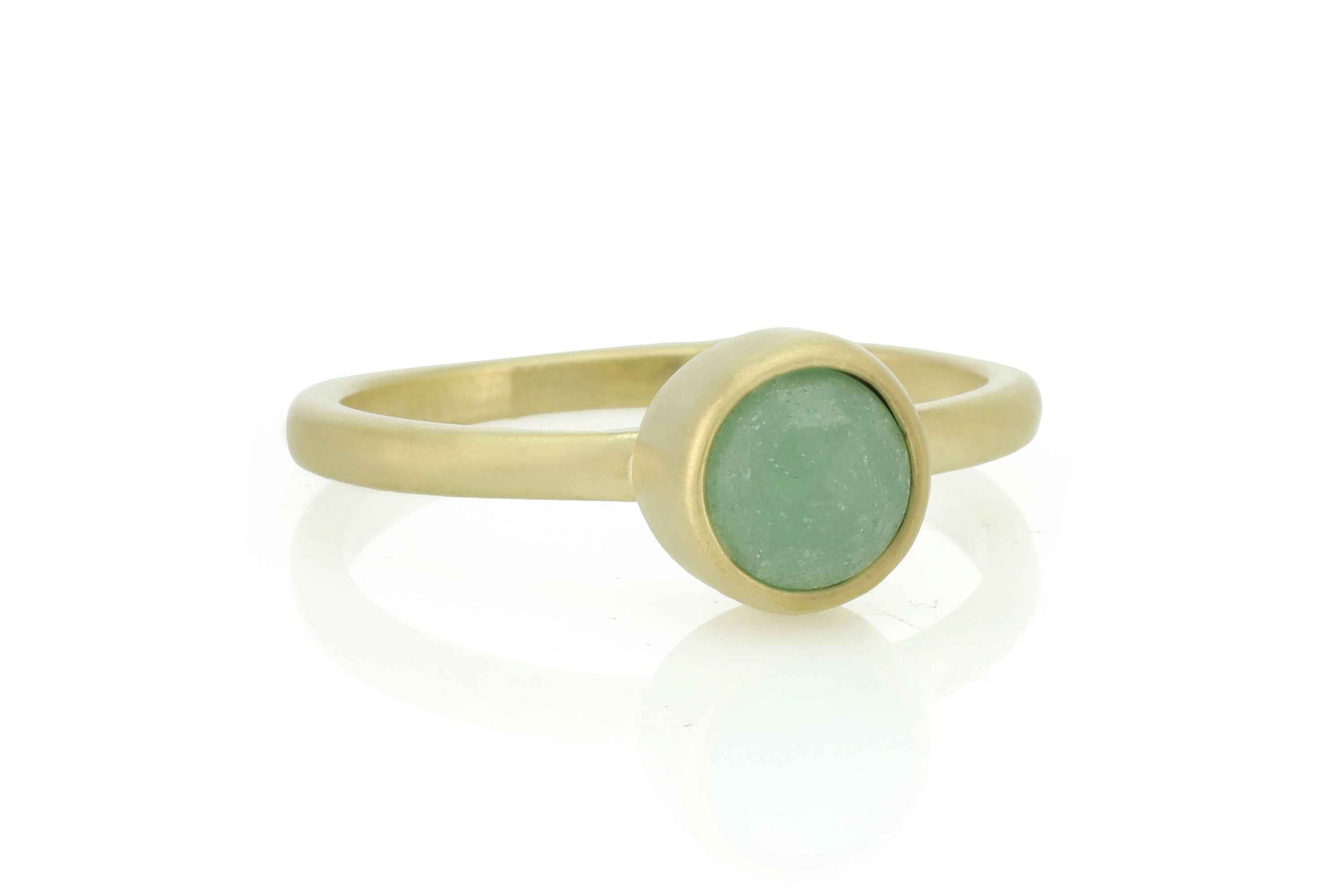 Delicate Dainty Gold Green Aventurine Round Bezel Ring Rings Anemone Limited