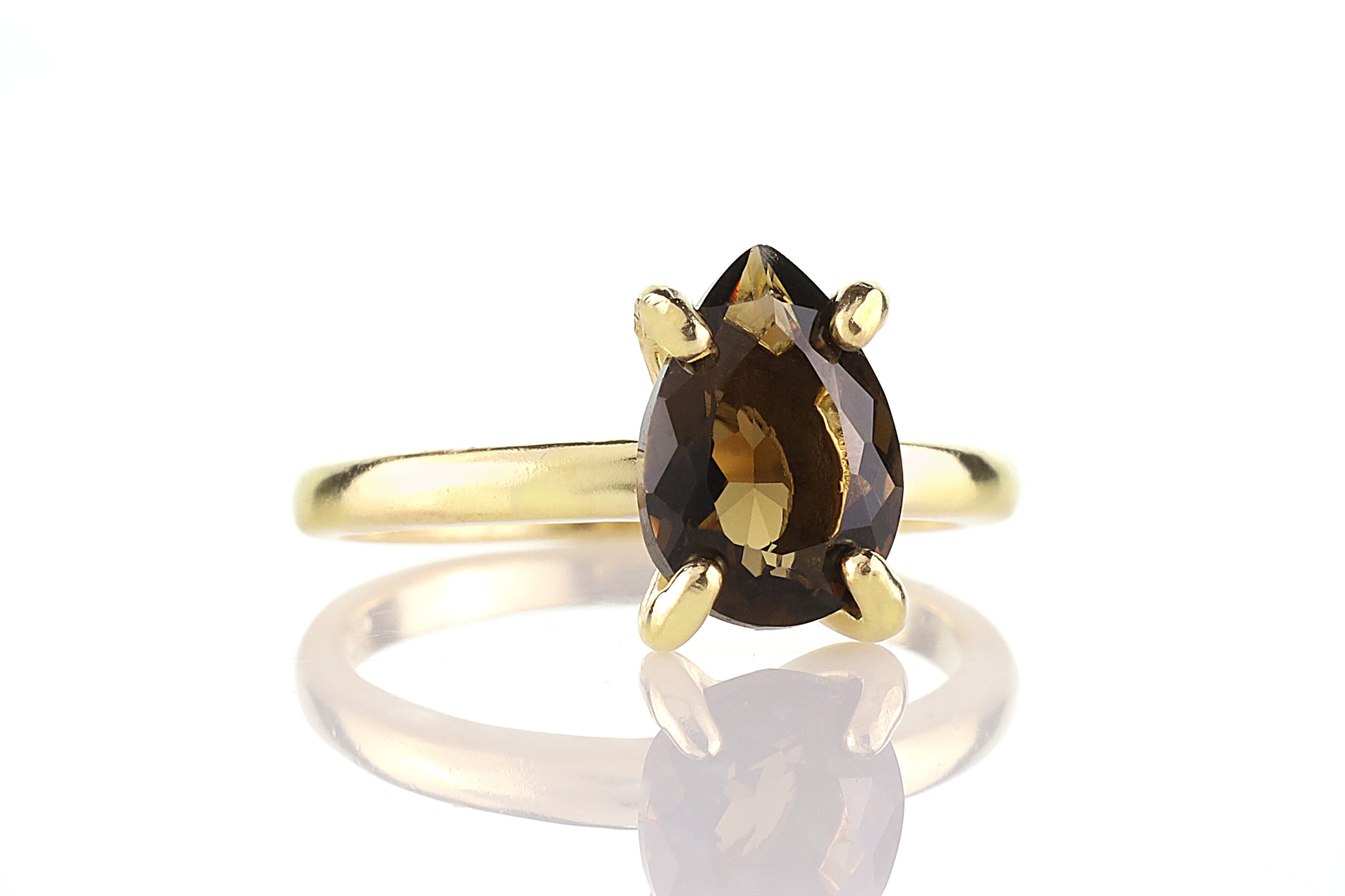 Smoky Quartz Gold Filled Solitaire Ring Rings Anemone Unique