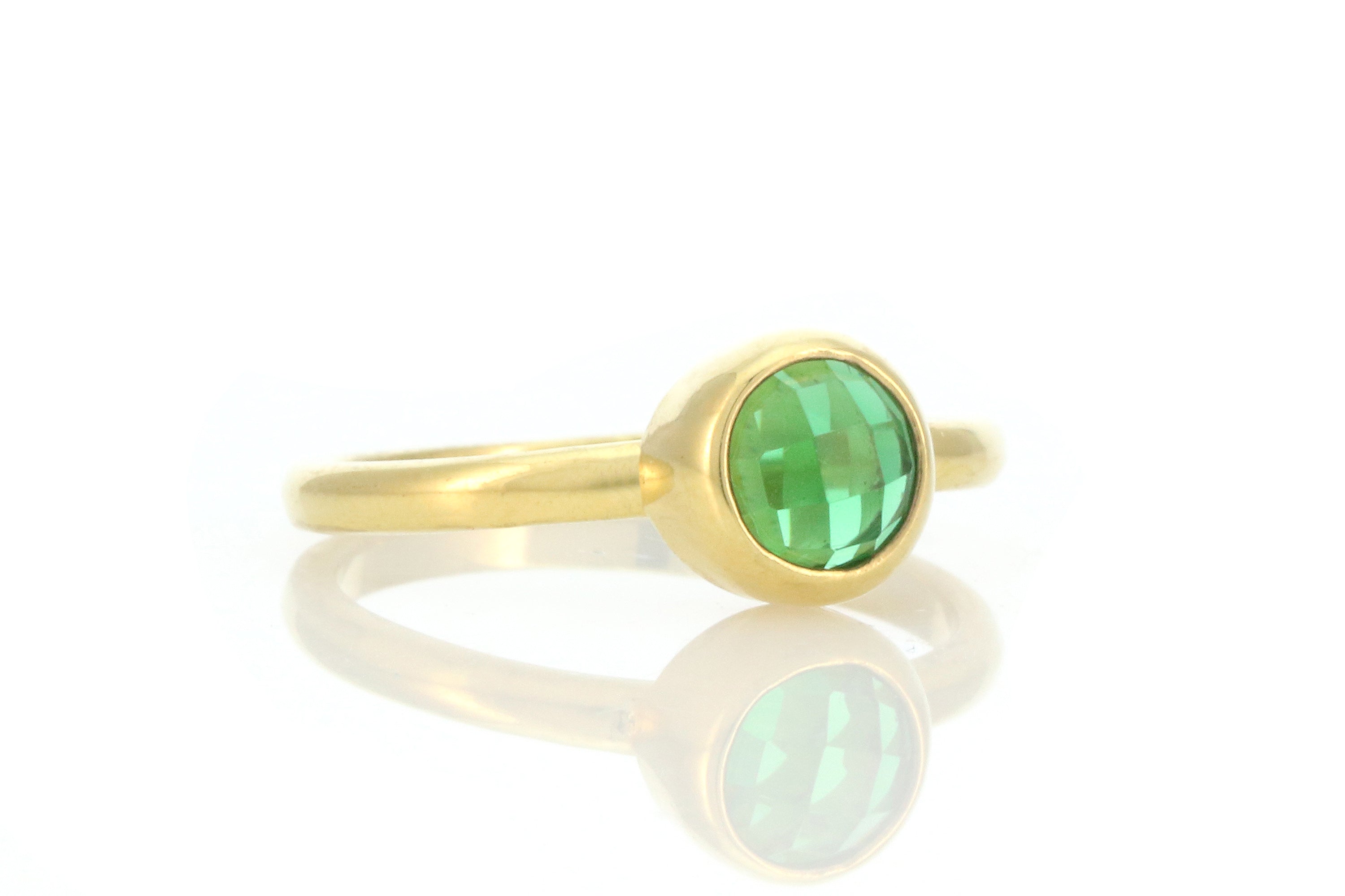 Delicate Round Cut Emerald Gold Ring Rings Anemone Limited