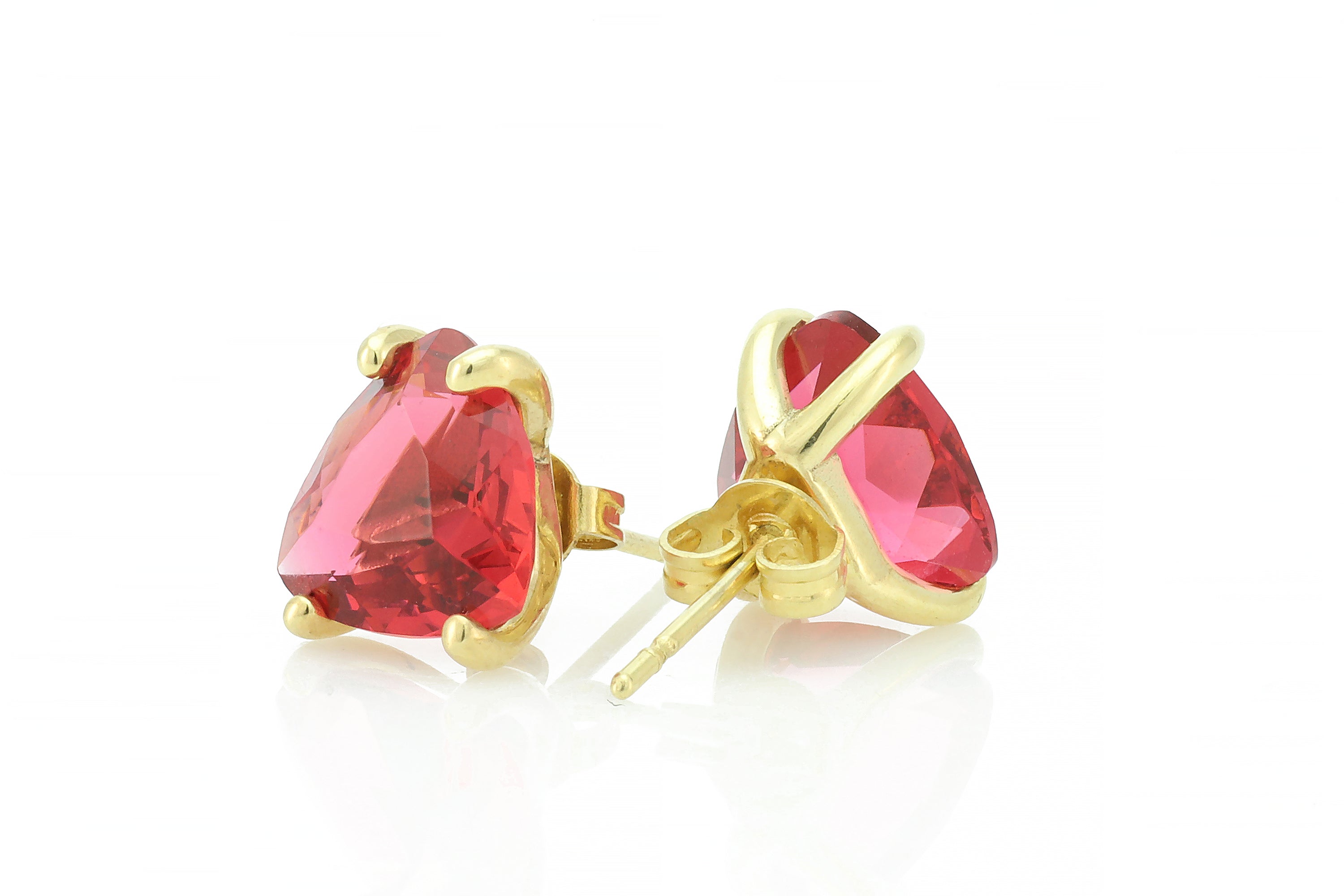 Trillion Cut Pink Tourmaline Gold Earrings Earrings Anemone Unique