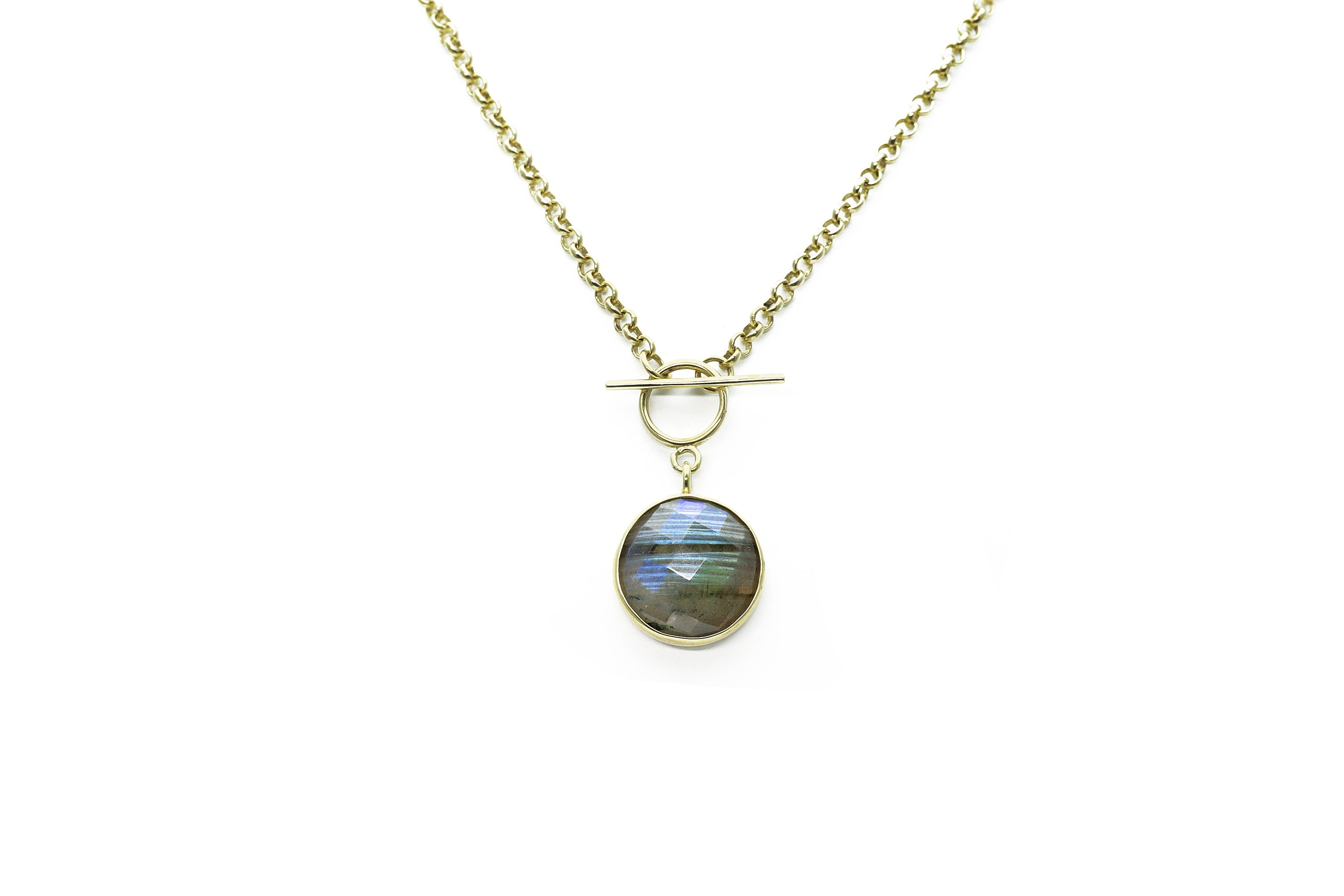 Mixed Flash Labradorite Bezel Set Toggle Clasp Gold Necklace necklaces Anemone Limited