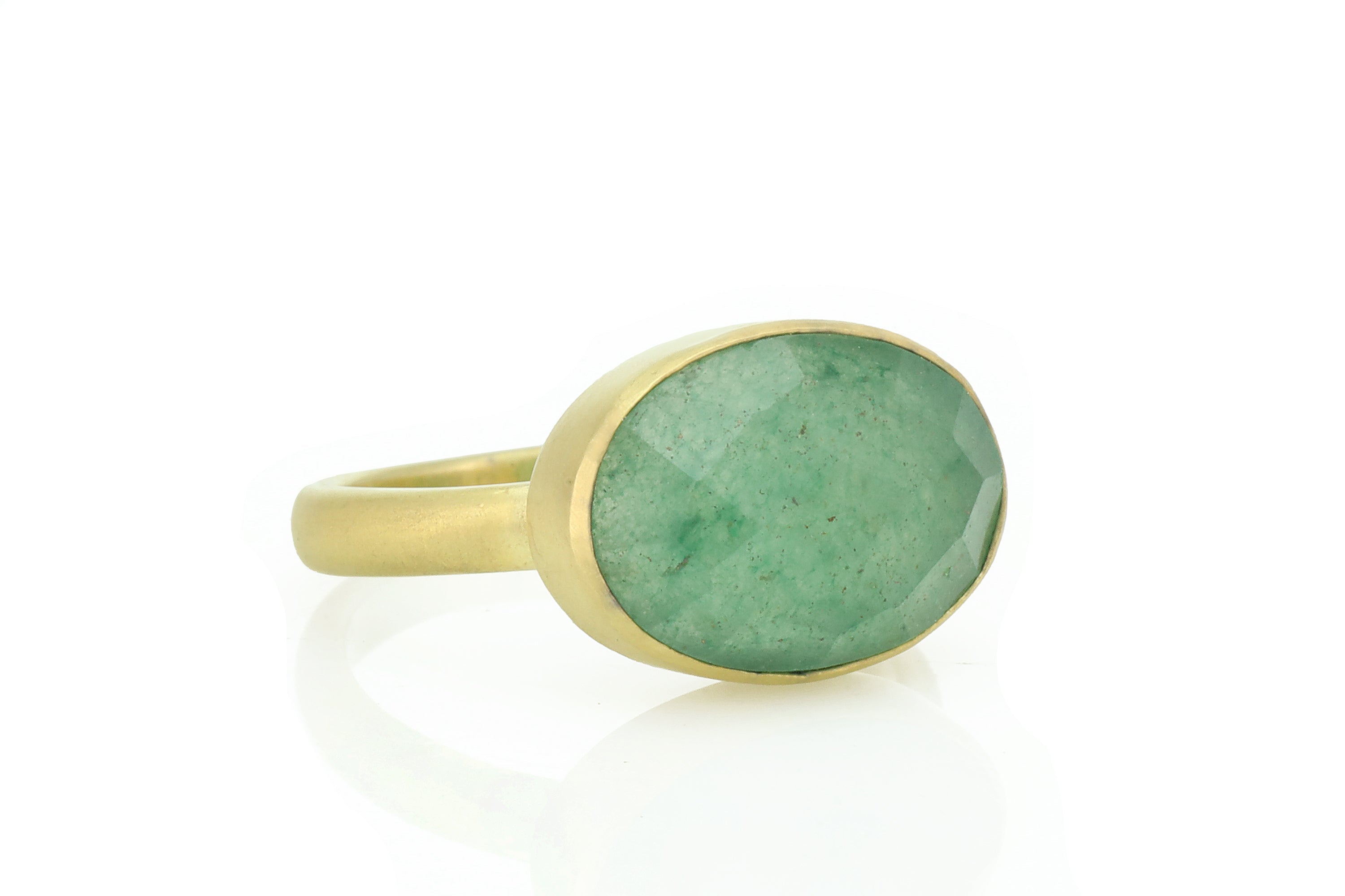 Brushed Gold Green Aventurine Ring Rings Anemone Limited