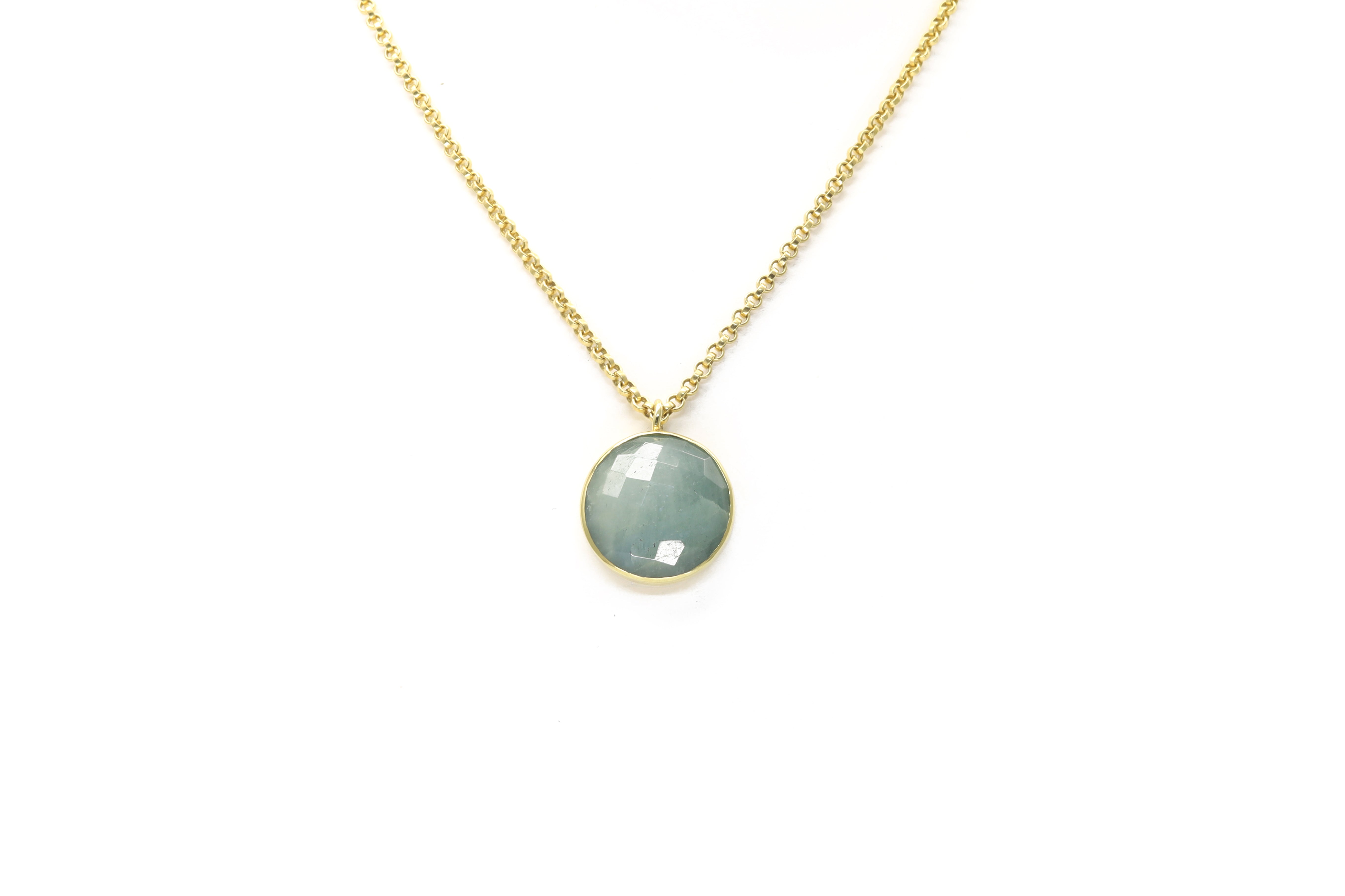 Aquamarine Gemstone Bezel Set Necklace in Gold necklaces Anemone Limited