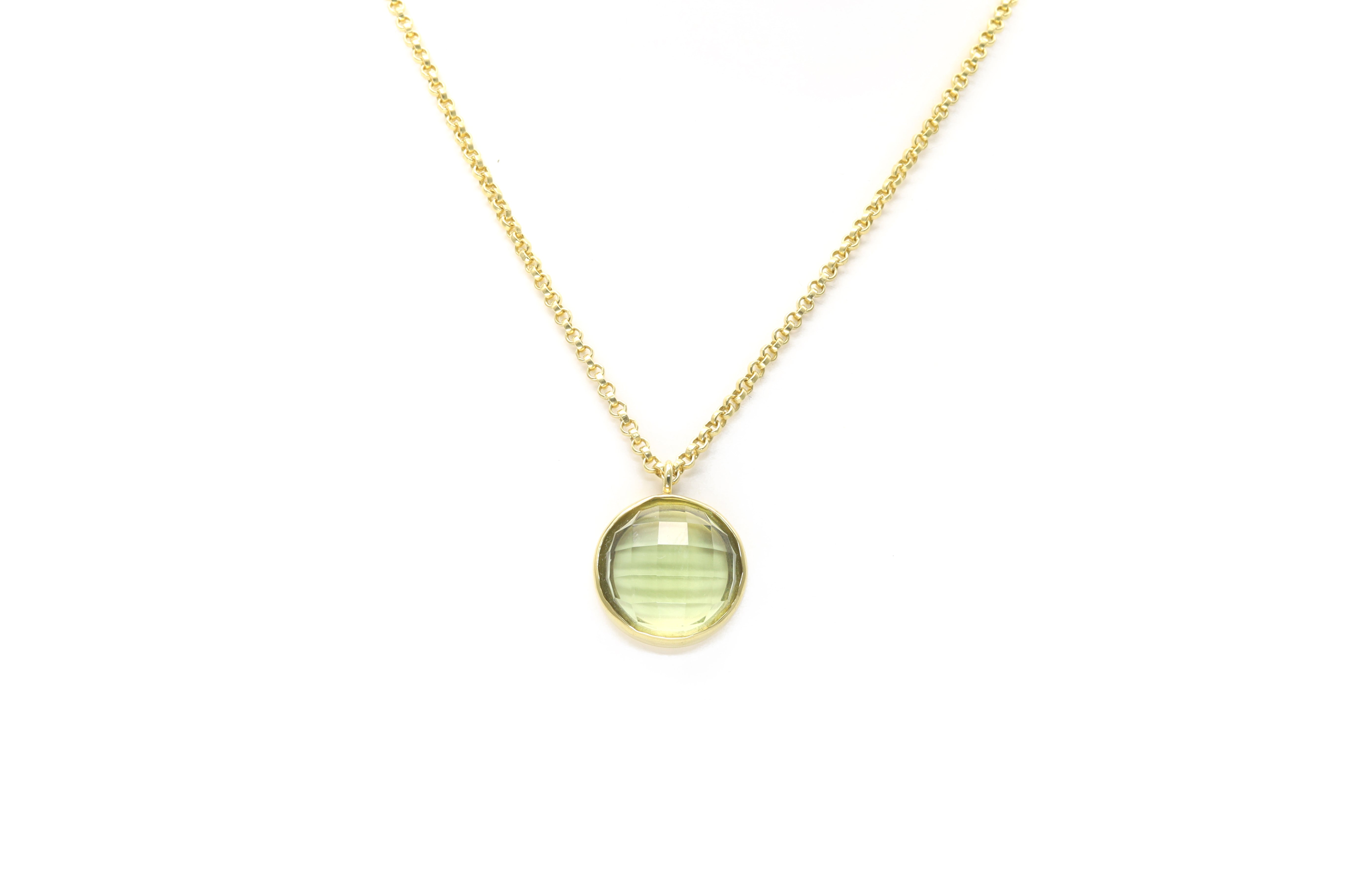 Bezel Set Lemon Quartz Pendant Necklace in Gold necklaces Anemone Limited