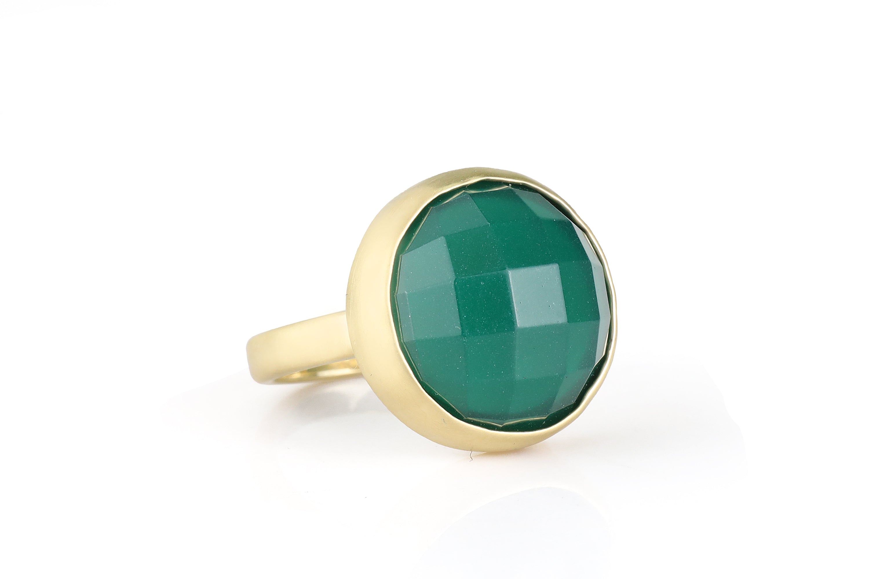 14k Gold Green Onyx Bezel Ring Rings Anemone Limited