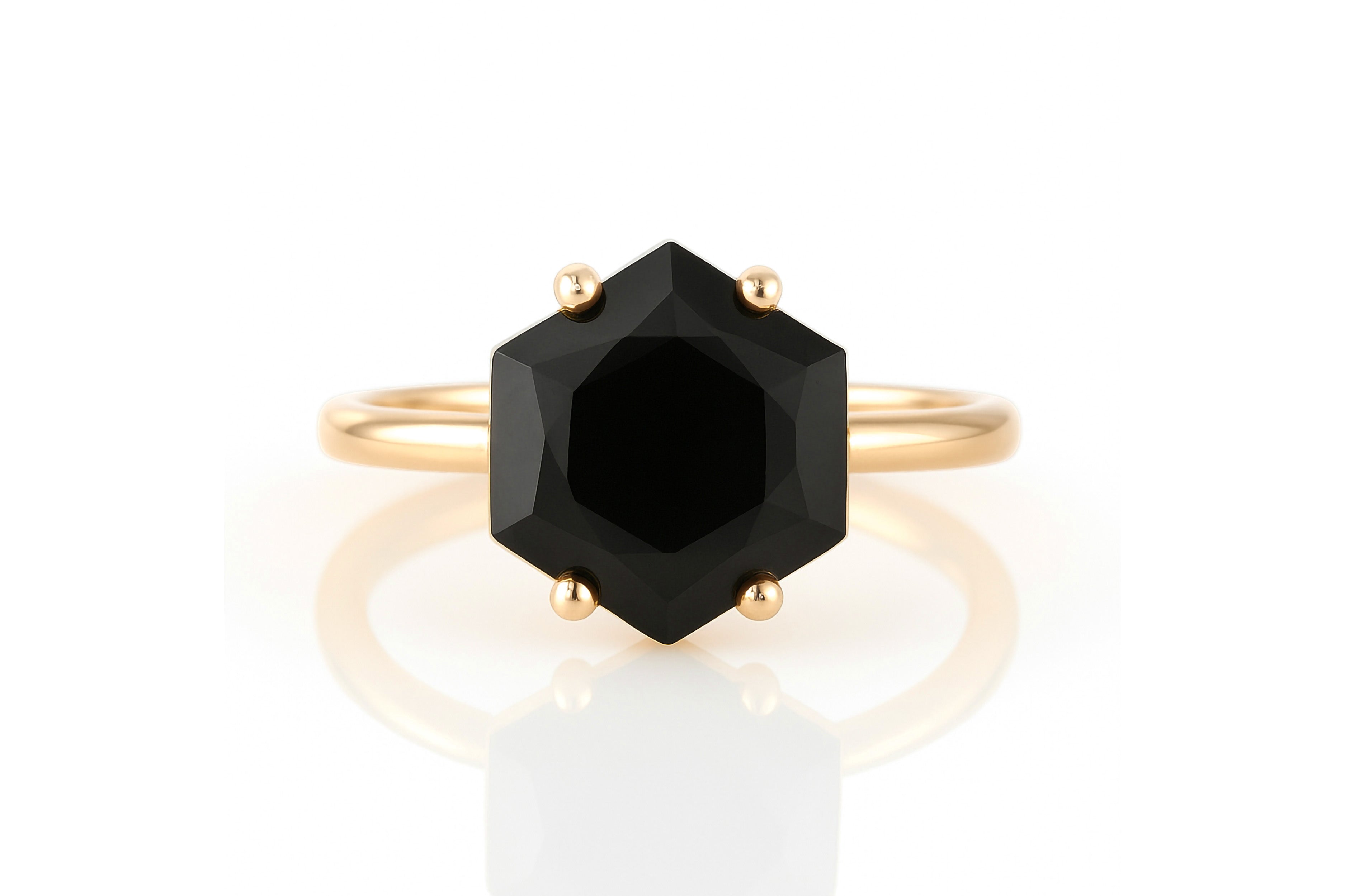 Handcrafted Black Onyx Gold Ring Rings Anemone Unique