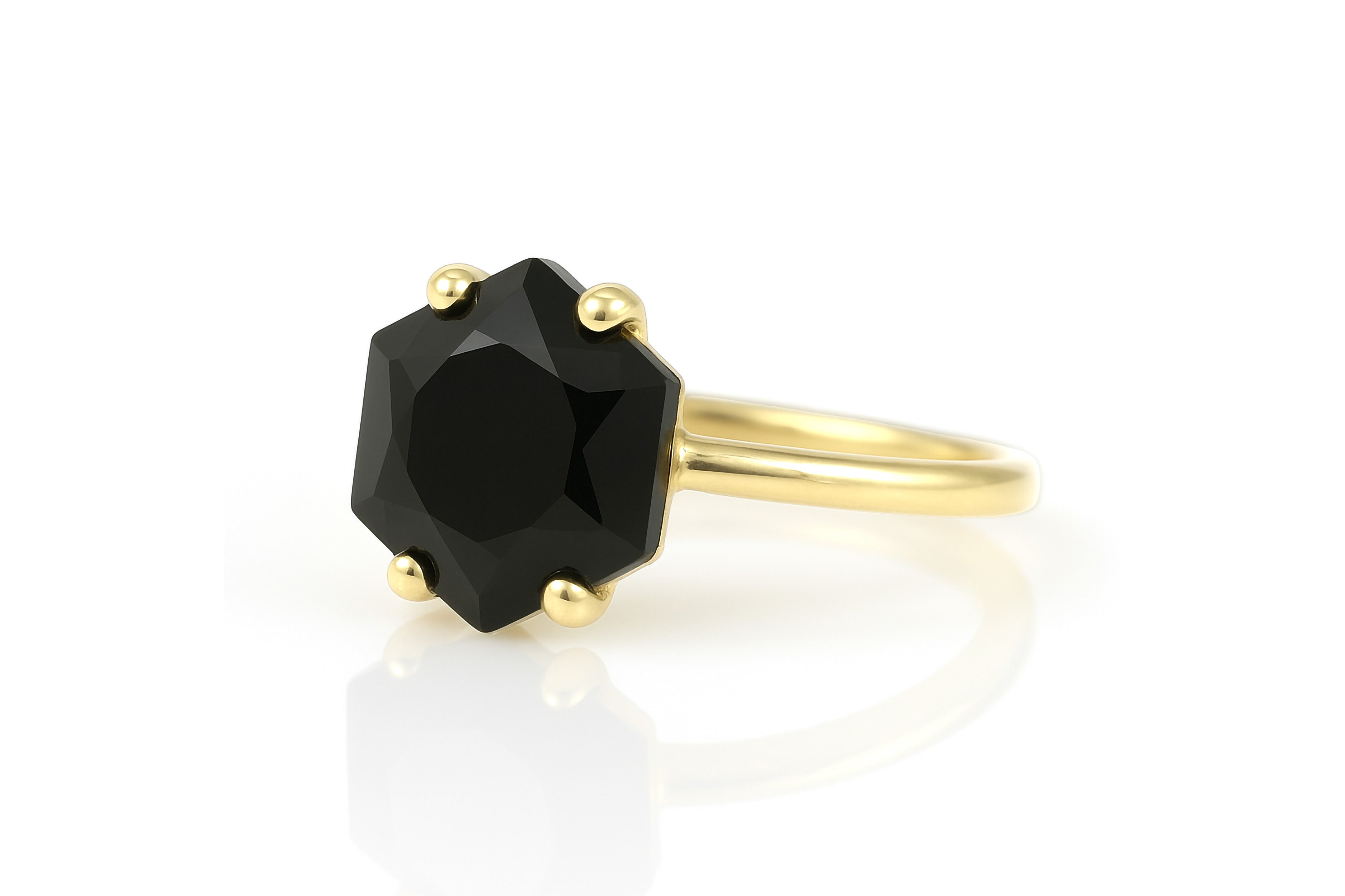 Handcrafted Black Onyx Gold Ring Rings Anemone Unique