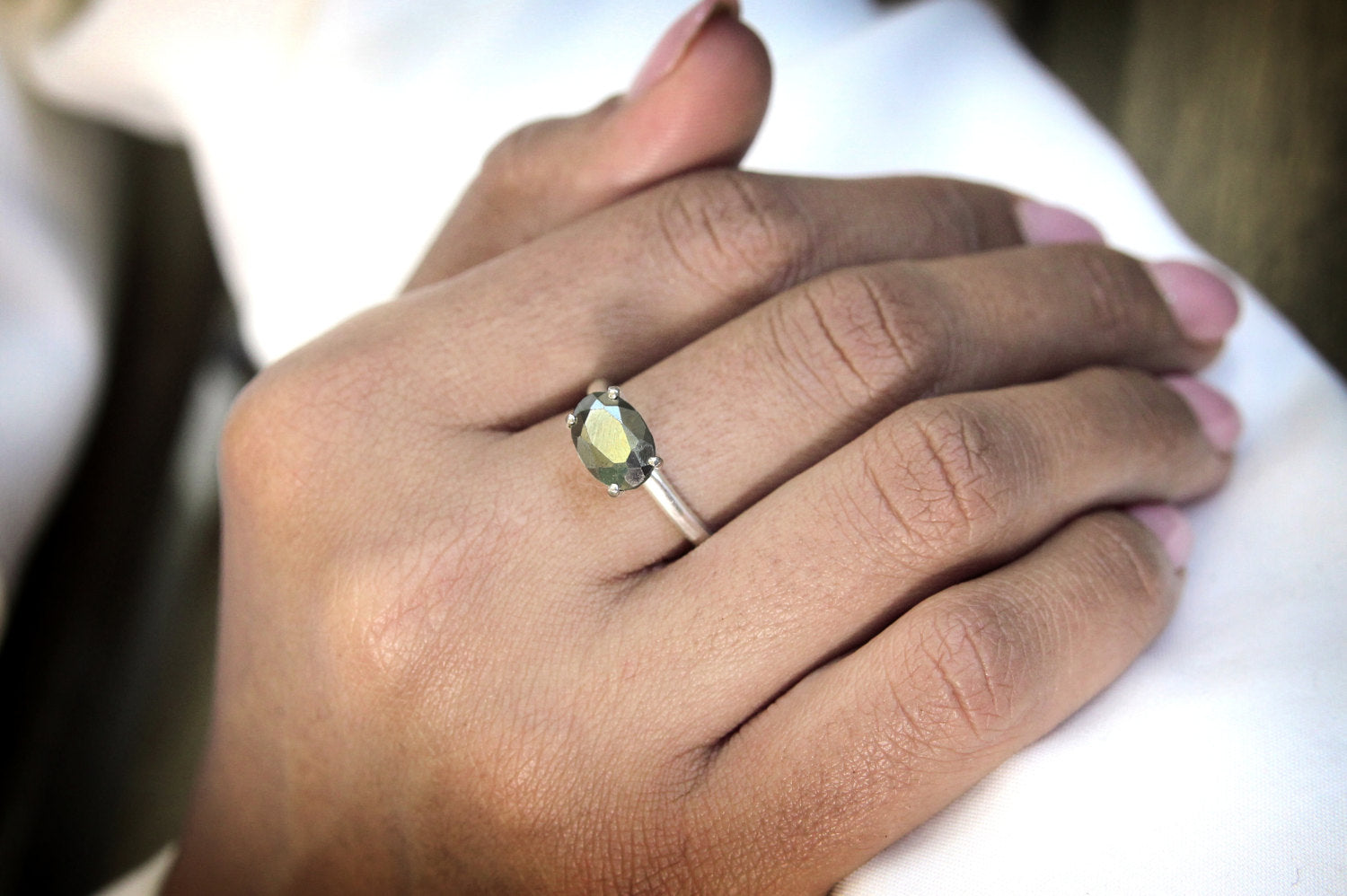 Pyrite Stone Ring - Artisan 925 Sterling Silver Rings - Gemstone Rings for Birthdays, Anniversaries, Prom and Collection Rings Anemone Unique