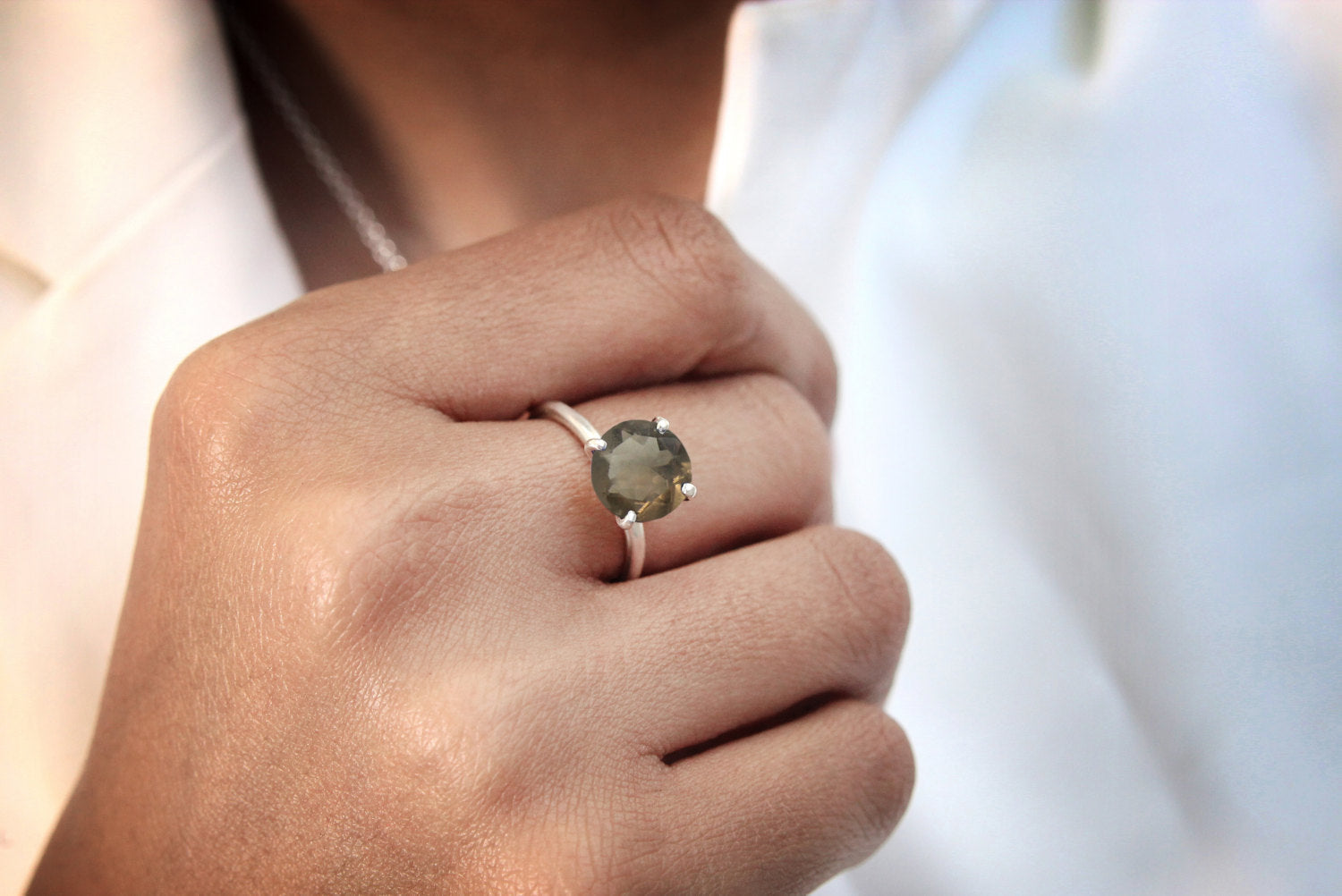 Gold Plated Rings for Women - 10mm Round 14k Rose Gold Ring - Artisan-made Statement and Stackable Rings Rings Anemone Unique