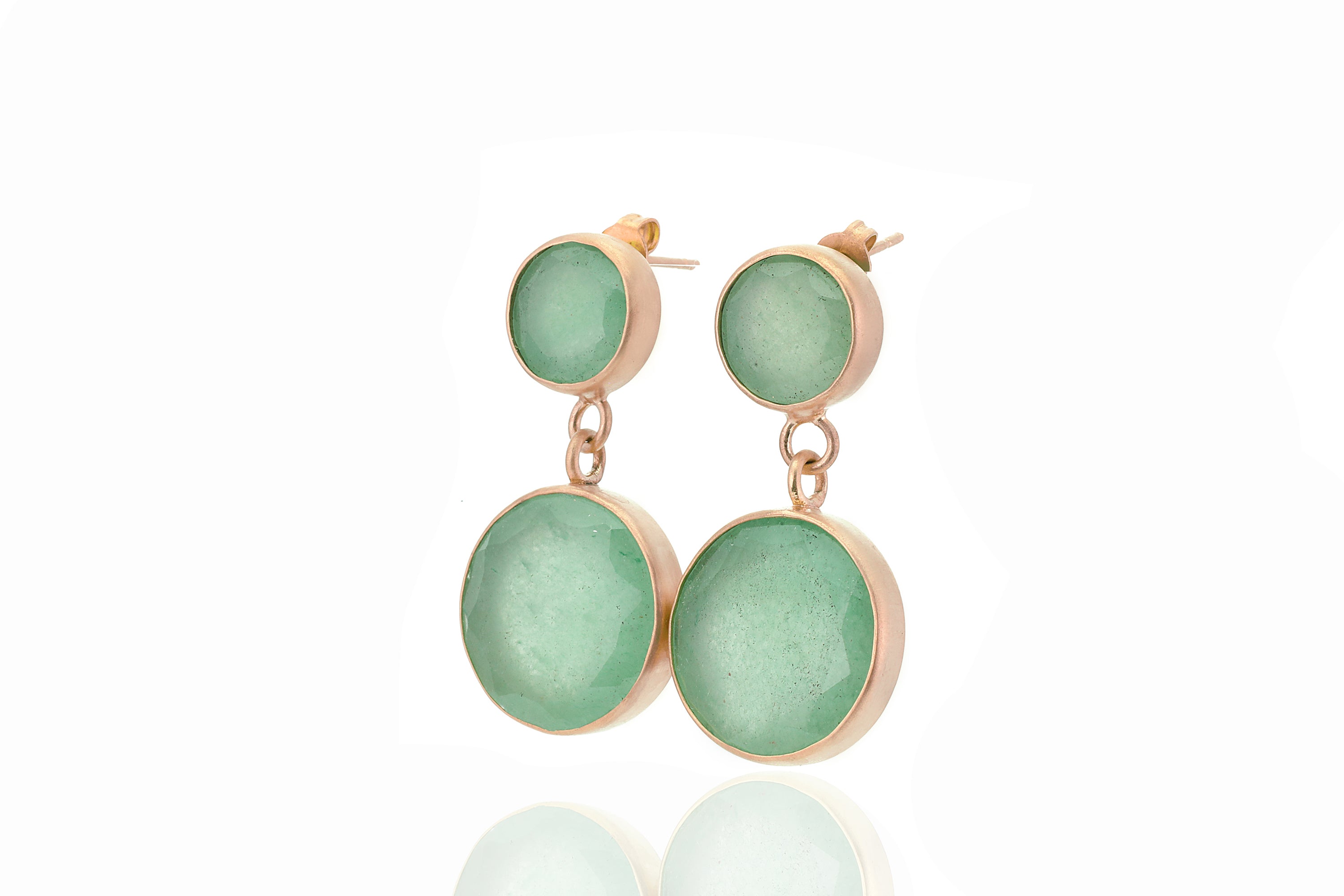Gold Bezel Round Aventurine Earrings Earrings Anemone Limited