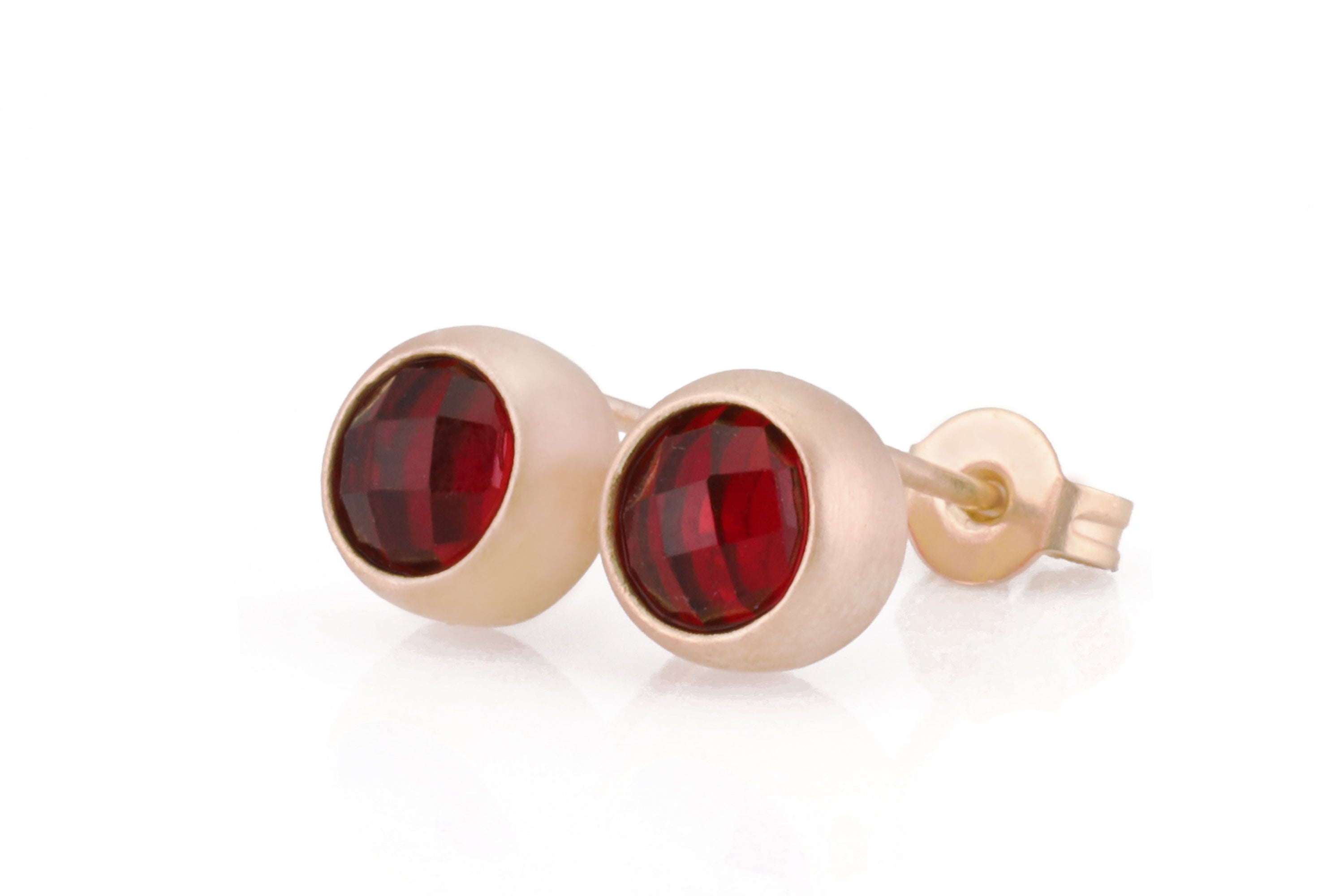 14k Solid Gold Bezel Set Garnet Earrings Earrings Anemone Limited