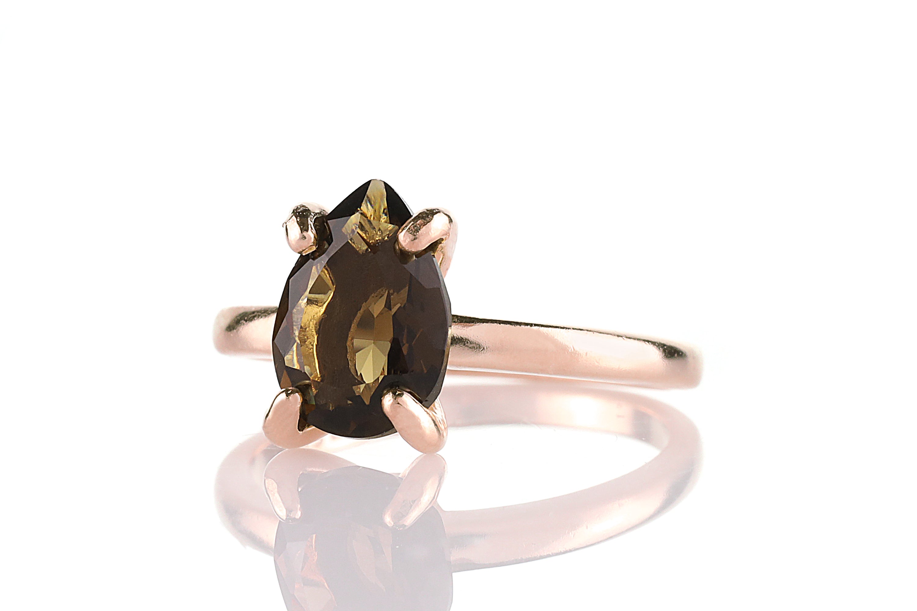 Smoky Quartz Ring in 14k Rose Gold Rings Anemone Unique