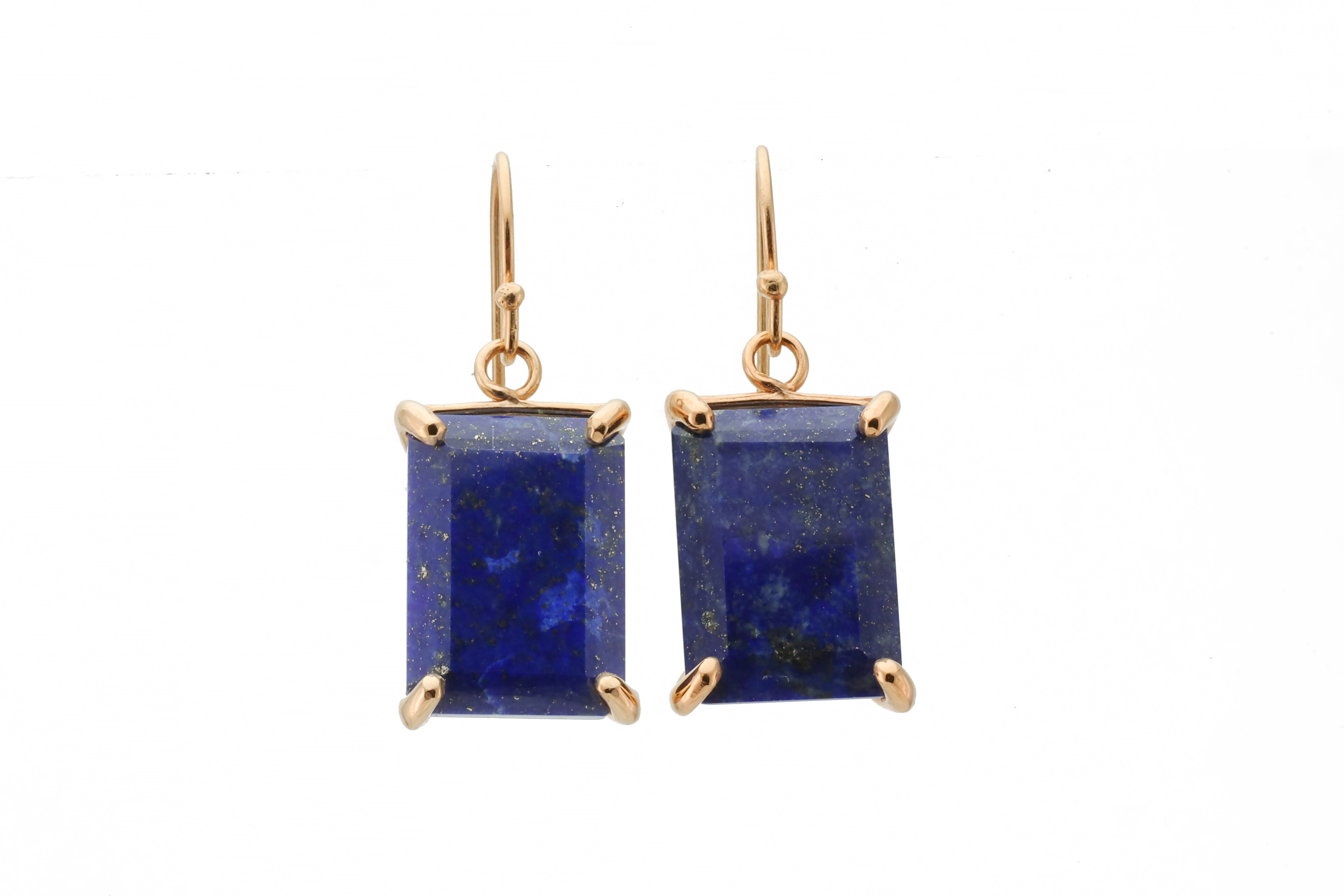 Sterling Silver Rectangle Cut Lapis Lazuli Gemstone Earrings Earrings Anemone Jewelry