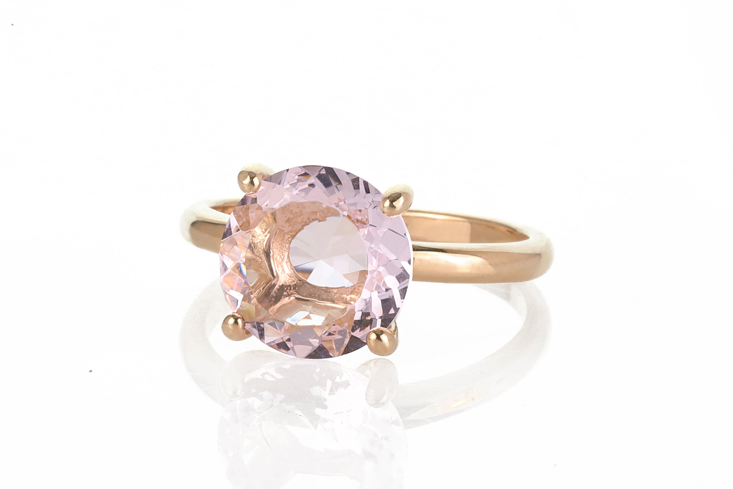 10mm Round Rose Quartz Rose Gold Ring Rings Anemone Unique