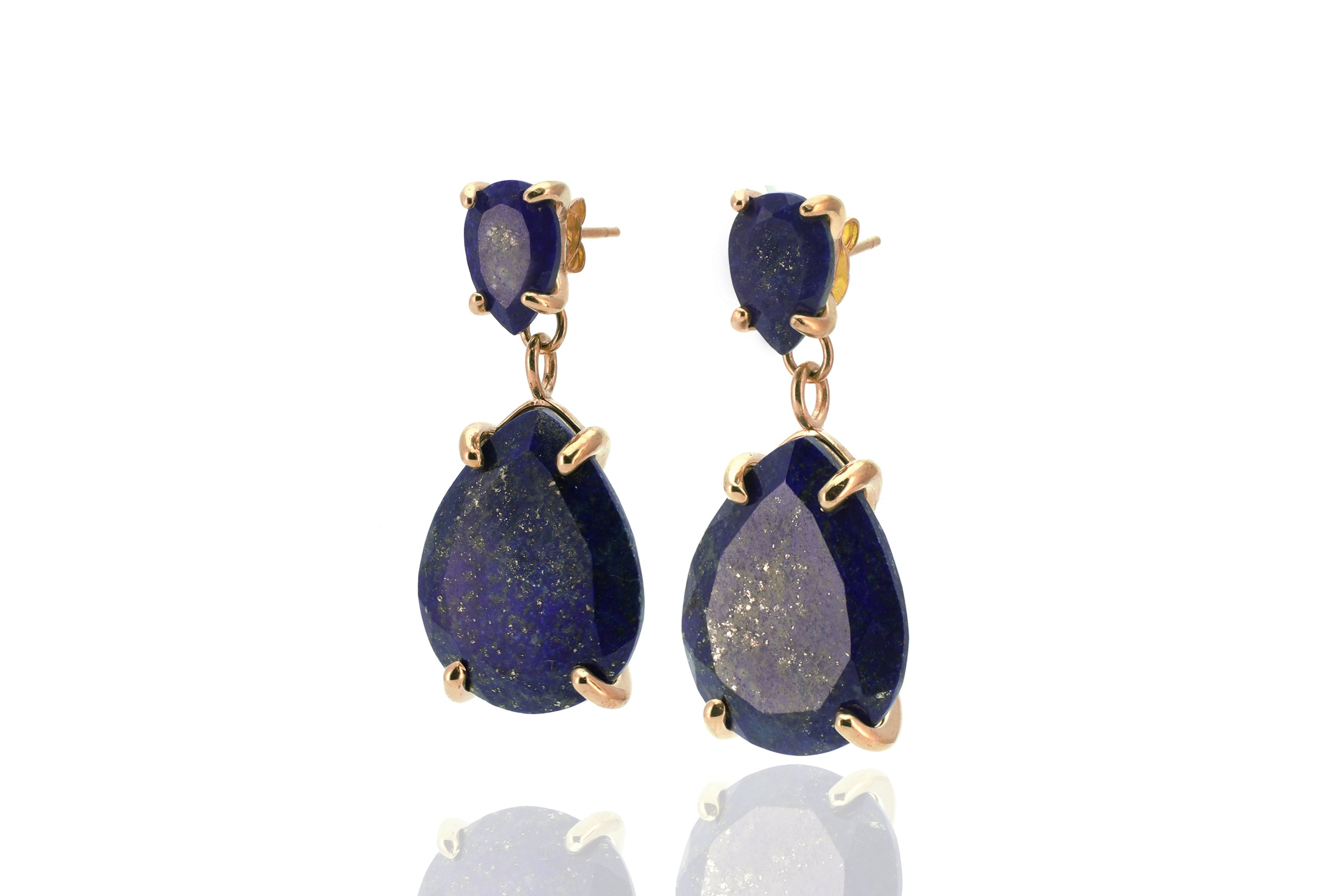 Teardrop Lapis Lazuli Dangle Earrings in 14k Gold Filled Earrings Anemone Jewelry