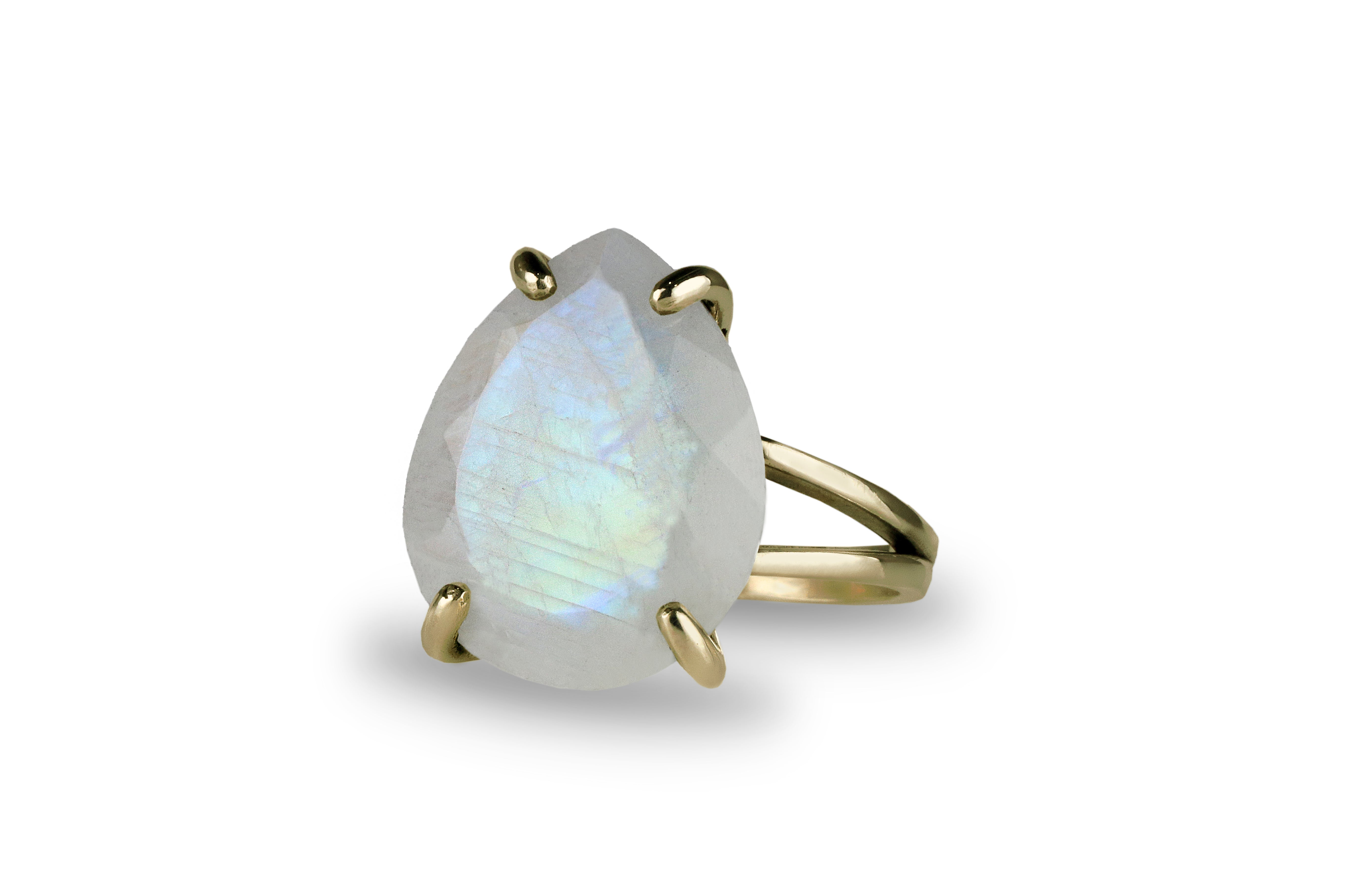 Luminescent Moonstone 925 Sterling Silver Ring Rings Anemone Jewelry