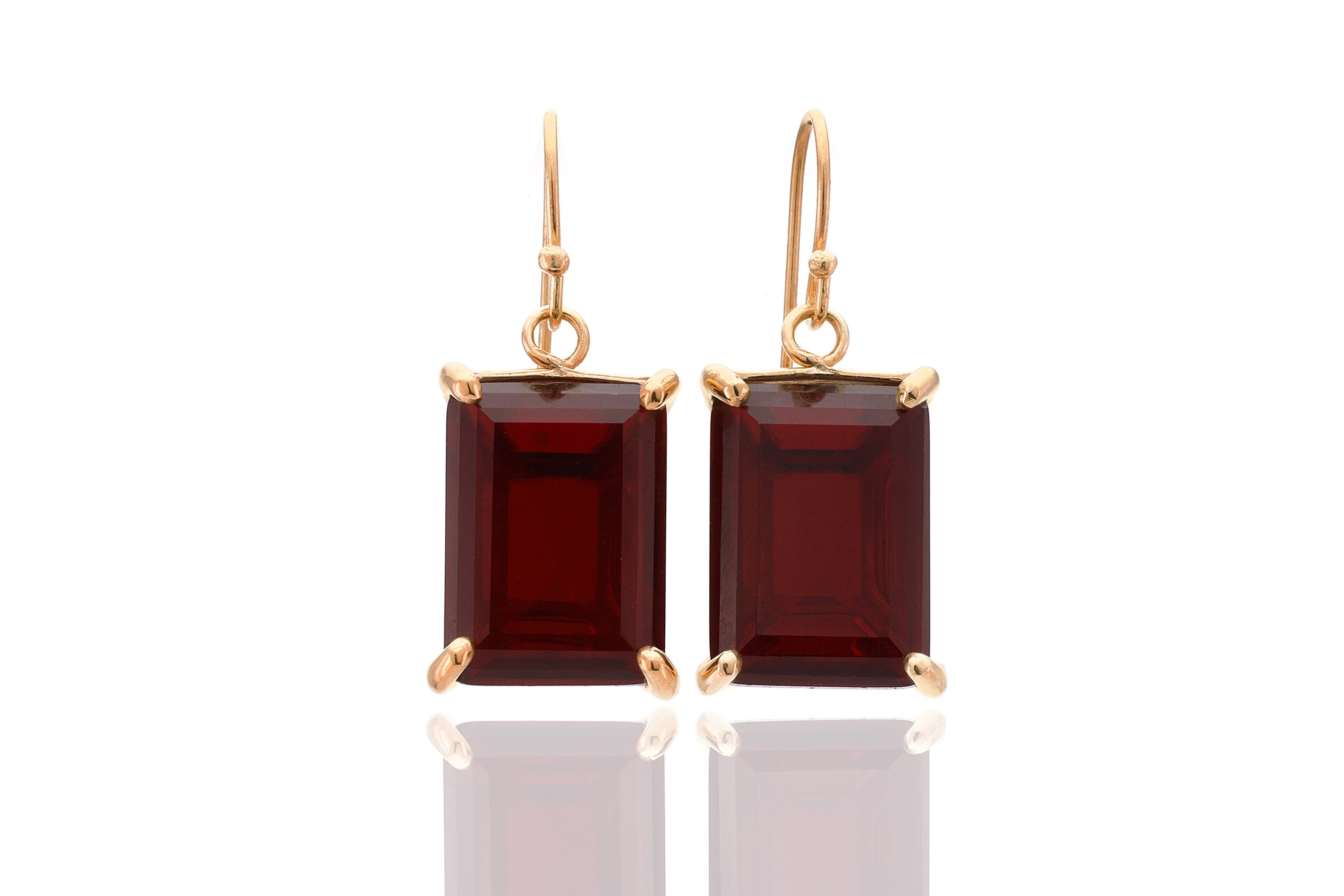 925 Silver Garnet Rectangle Dangle Earrings Earrings Anemone Jewelry