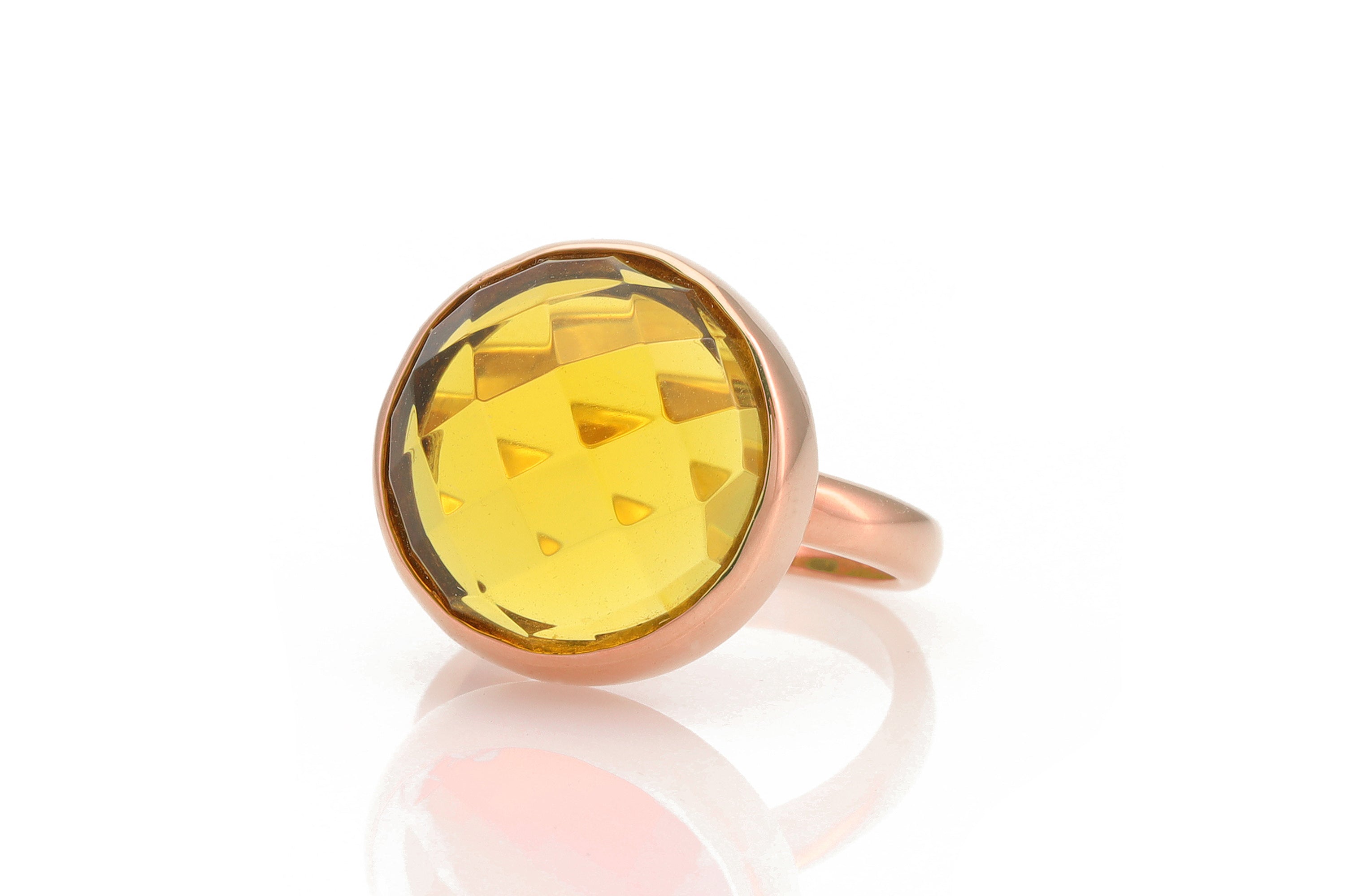 925 Sterling Silver Citrine Statement Bezel Set Ring Rings Anemone Limited