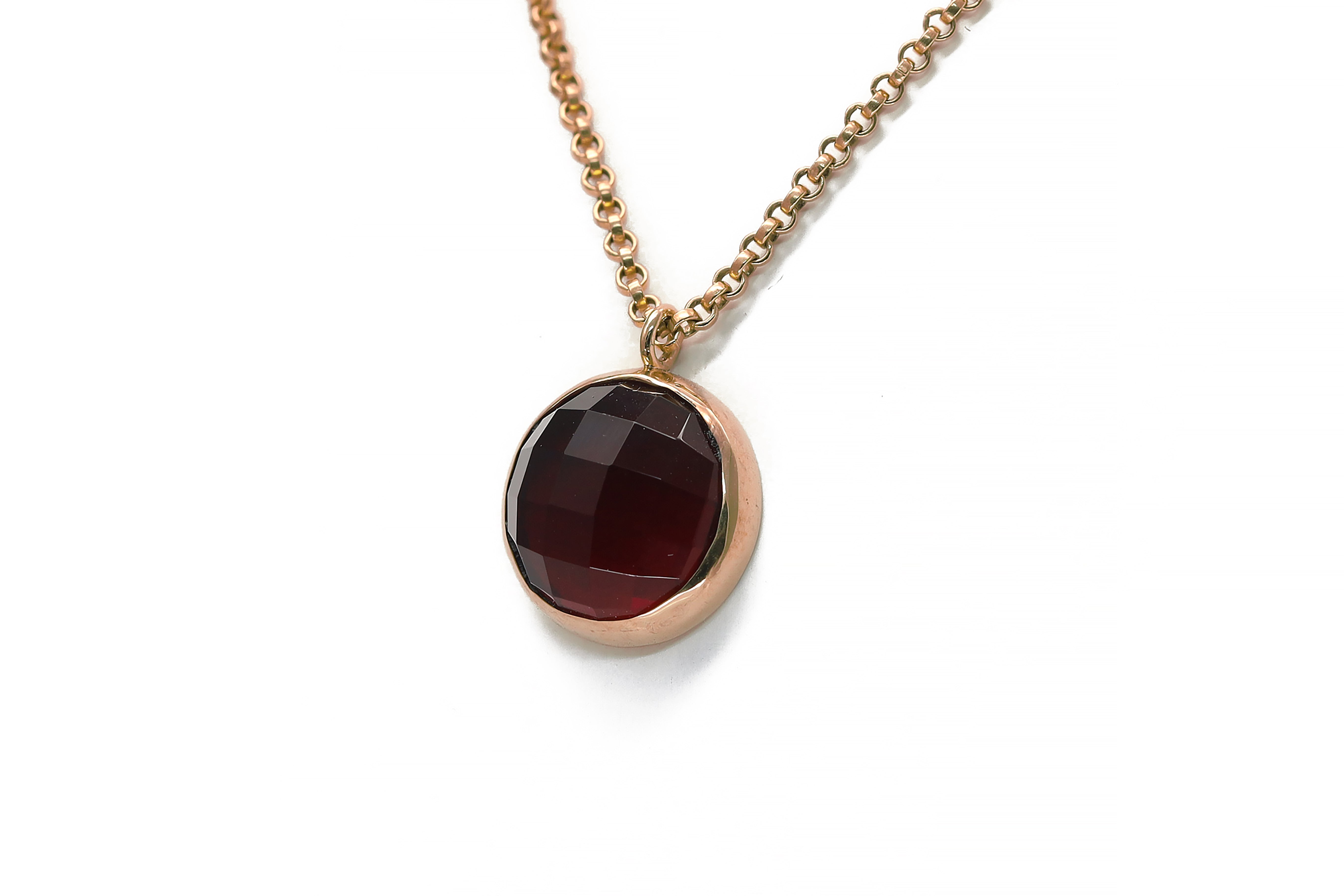 Garnet Pendant Necklace in 925 Sterling Silver necklaces Anemone Limited