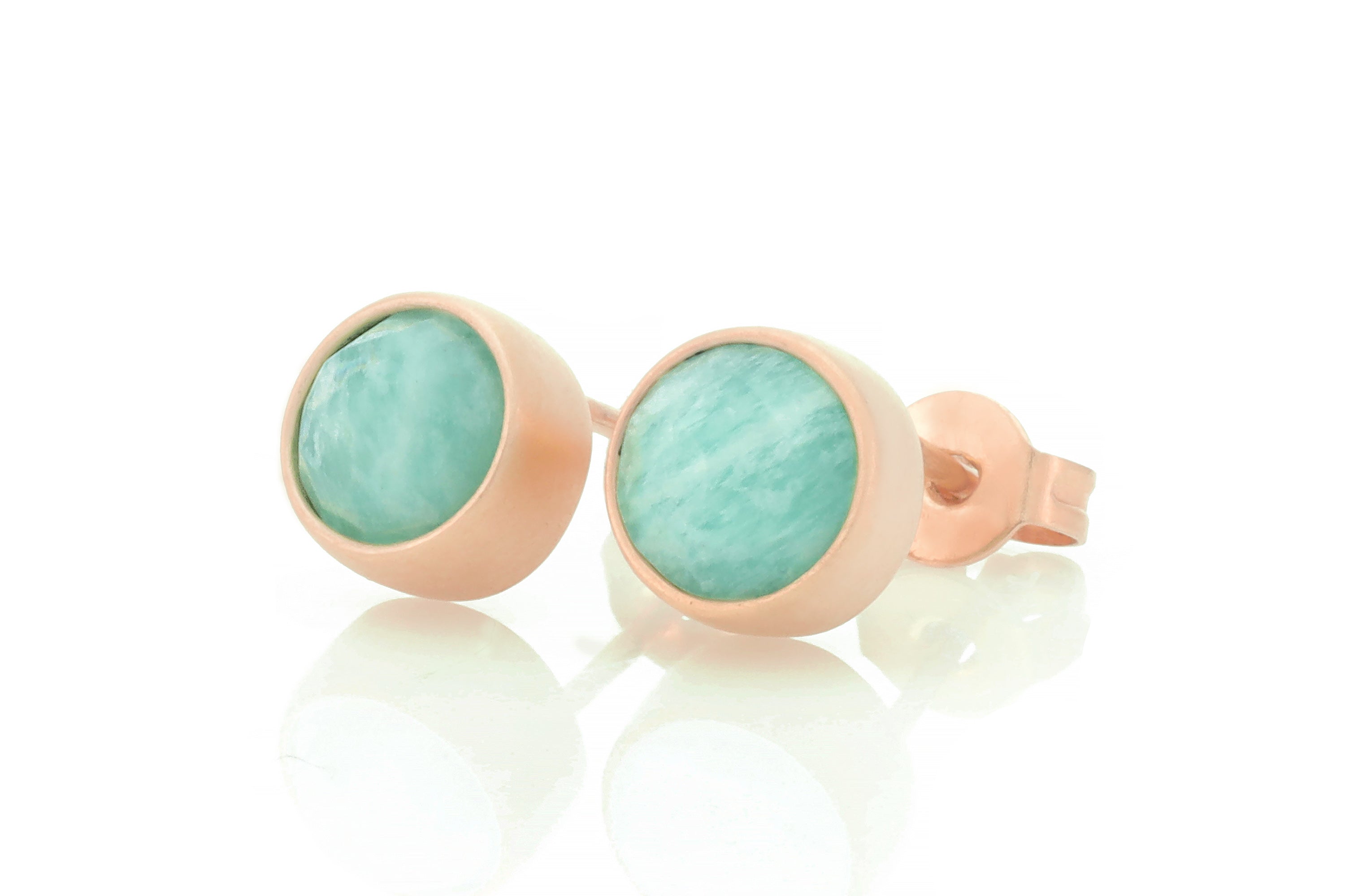 Minimalist 925 Sterling Silver Amazonite Bezel Earrings Earrings Anemone Limited