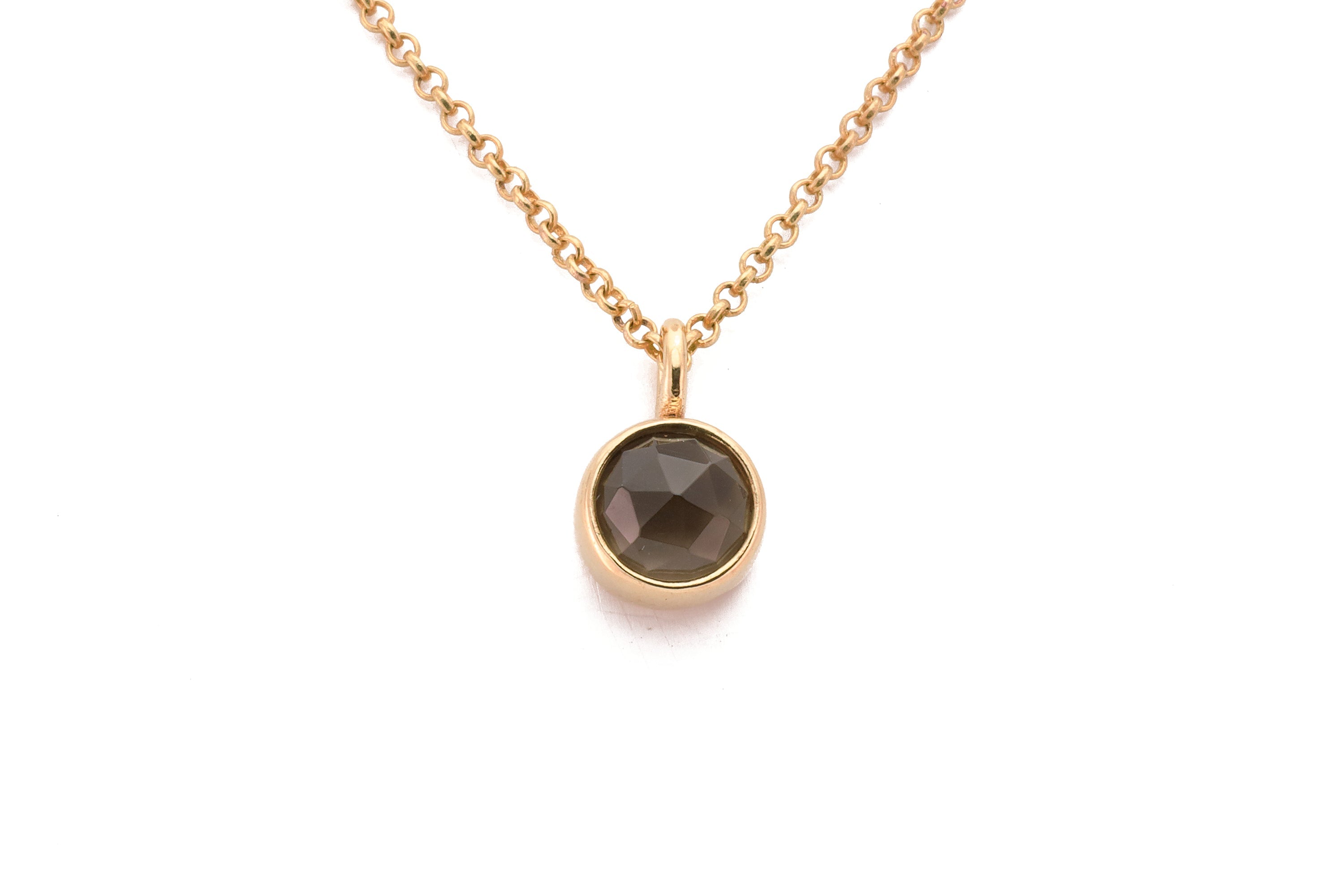 Sterling Silver Bezel Pendant Necklace with Smoky Quartz necklaces Anemone Limited