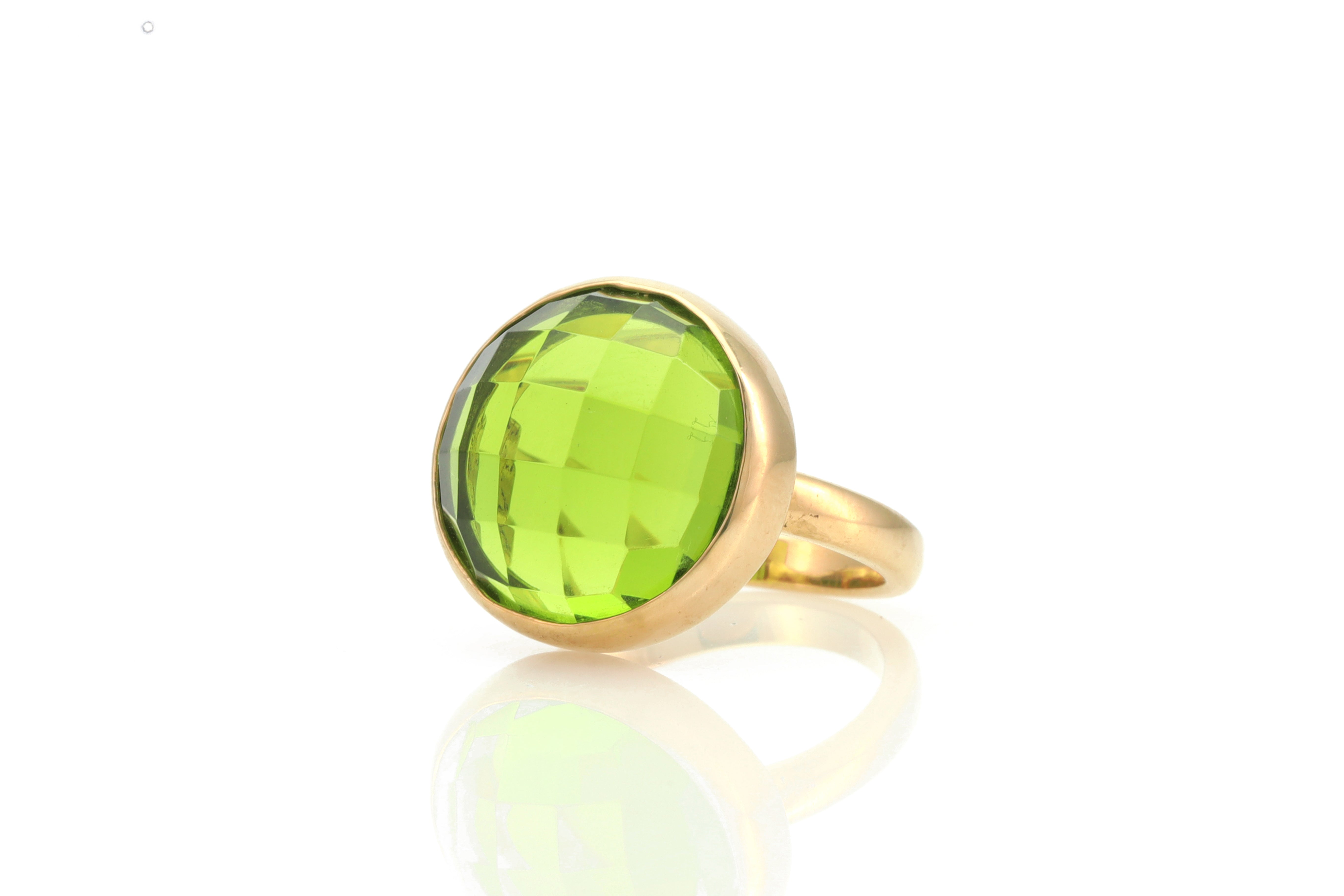 Rose Gold Bezel Set Peridot Statement Ring Rings Anemone Limited