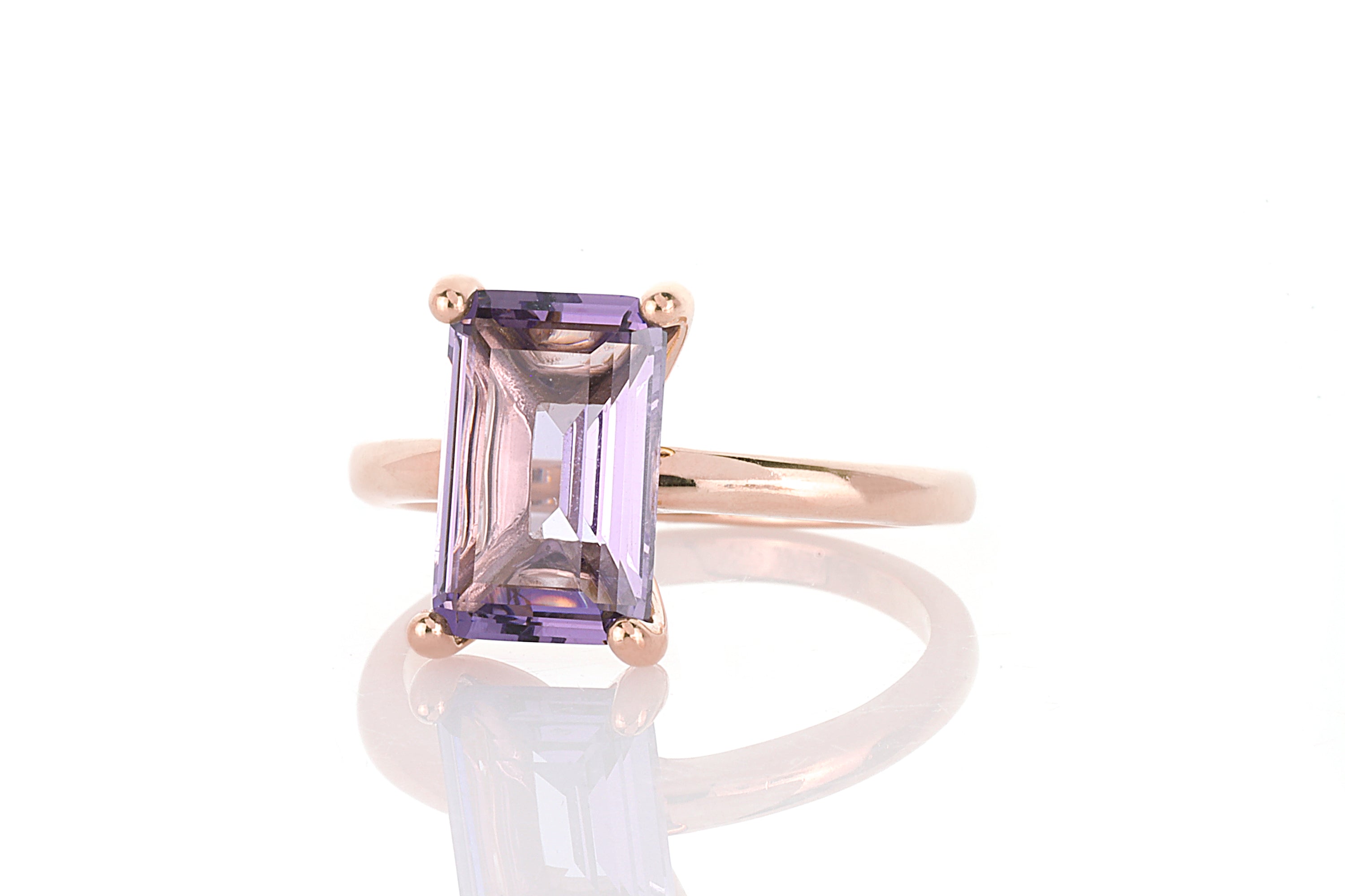 14K Gold-filled Rectangle Amethyst Ring Rings Anemone Unique