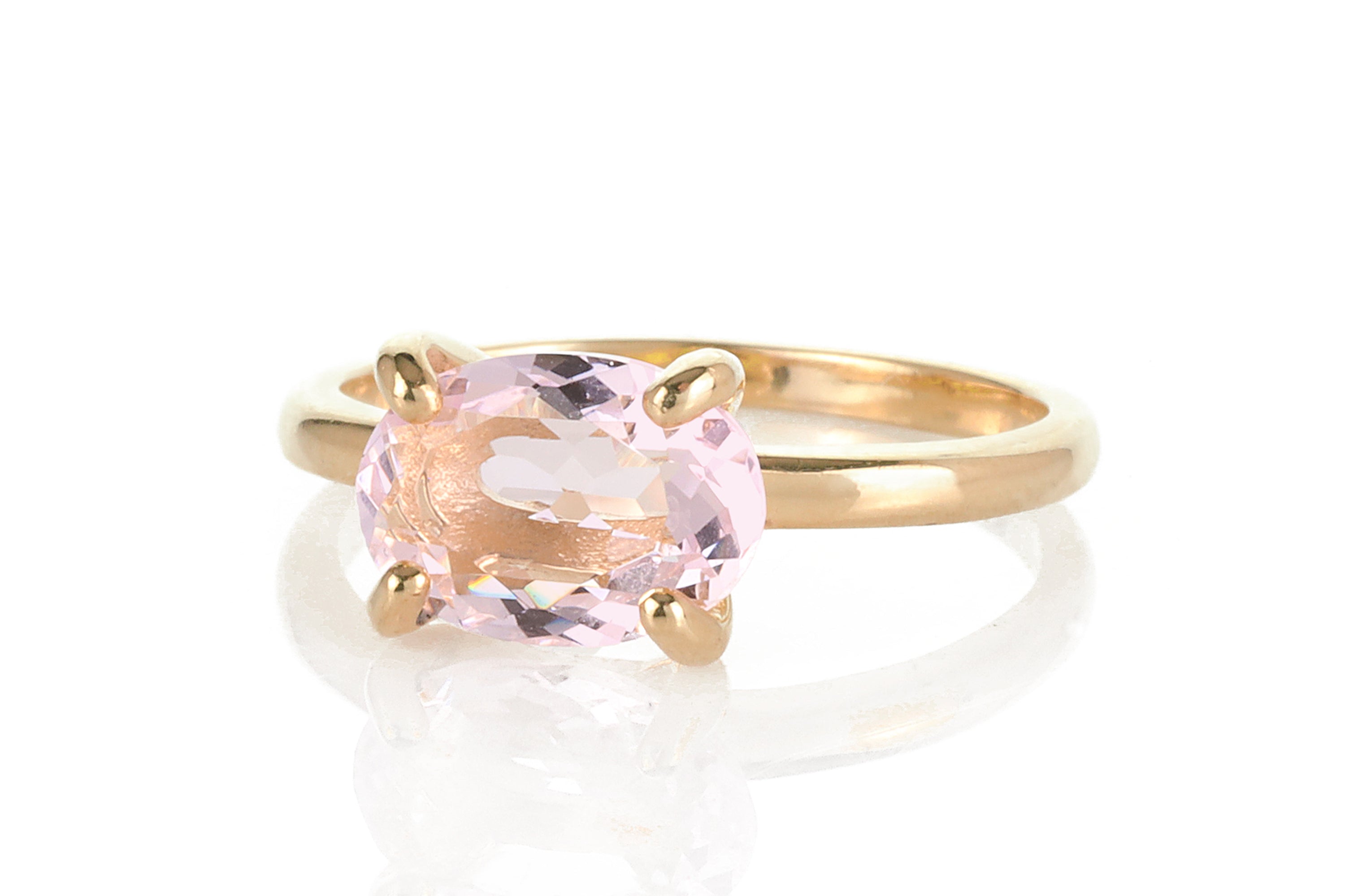 Silver Rose Quartz Oval Engagement Ring Rings Anemone Unique