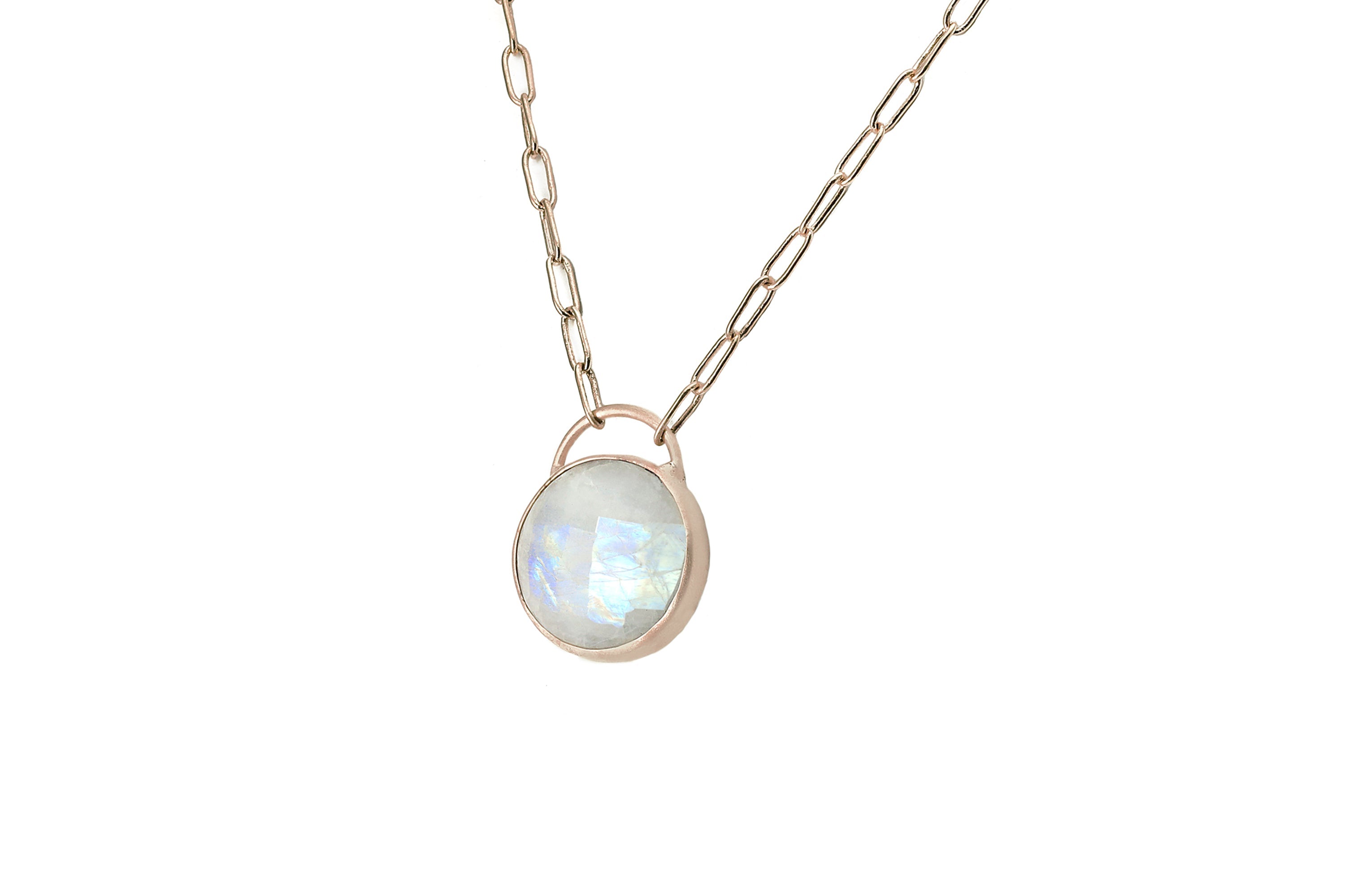 Dainty Bezel Set Moonstone Sterling Silver Pendant Necklace necklaces Anemone Limited